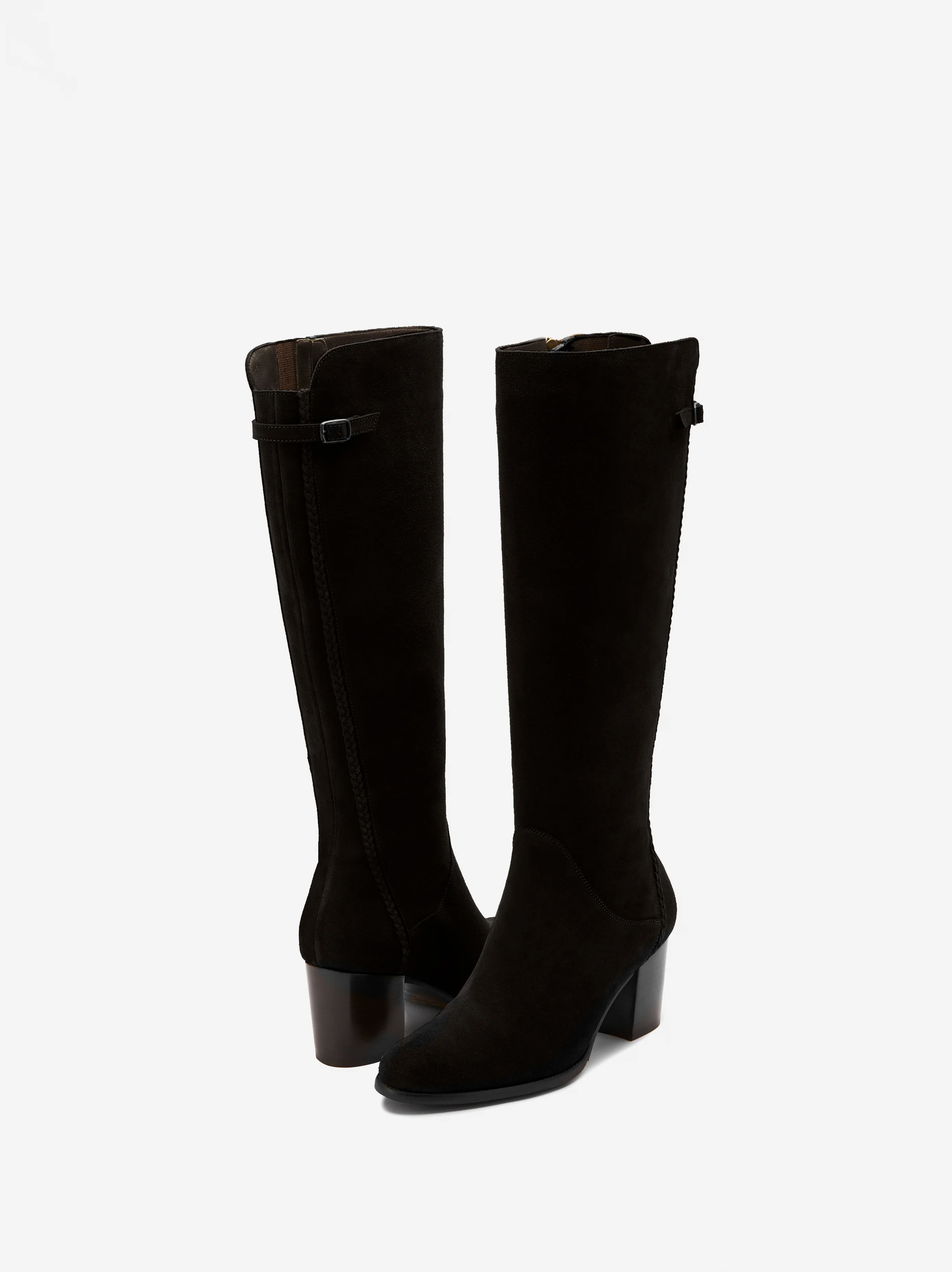 Adie Knee High Boots in Black Suede - Image 3