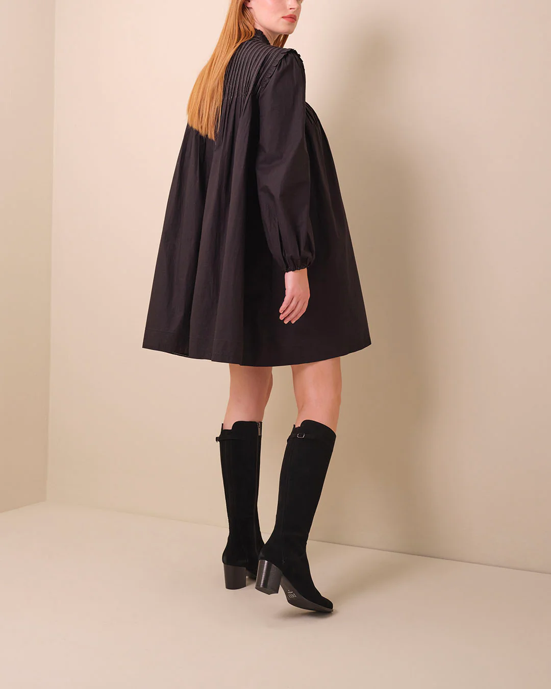 Adie Knee High Boots in Black Suede - Image 4