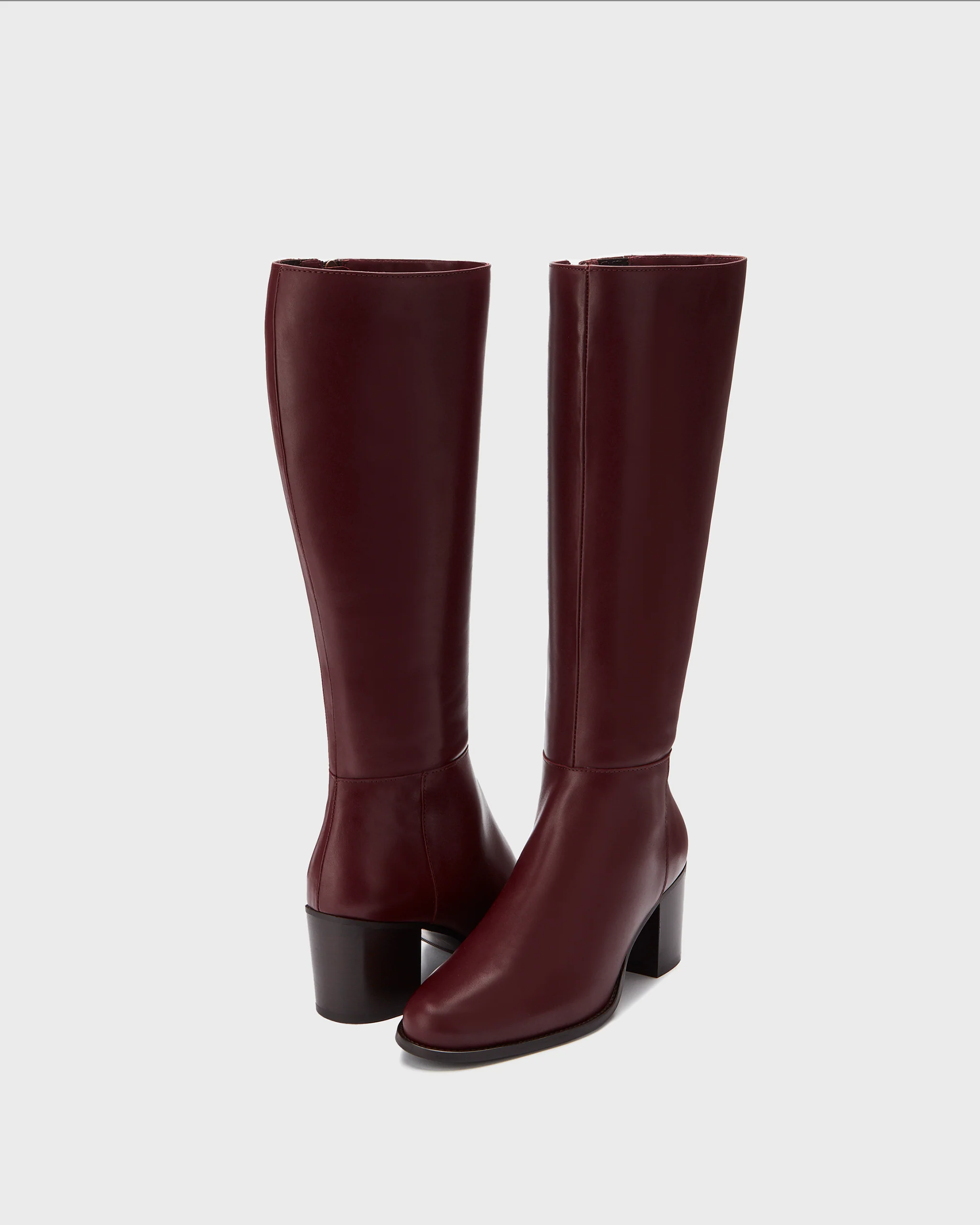 Dalia Tall Knee High Boots in Burgundy Leather - Image 3