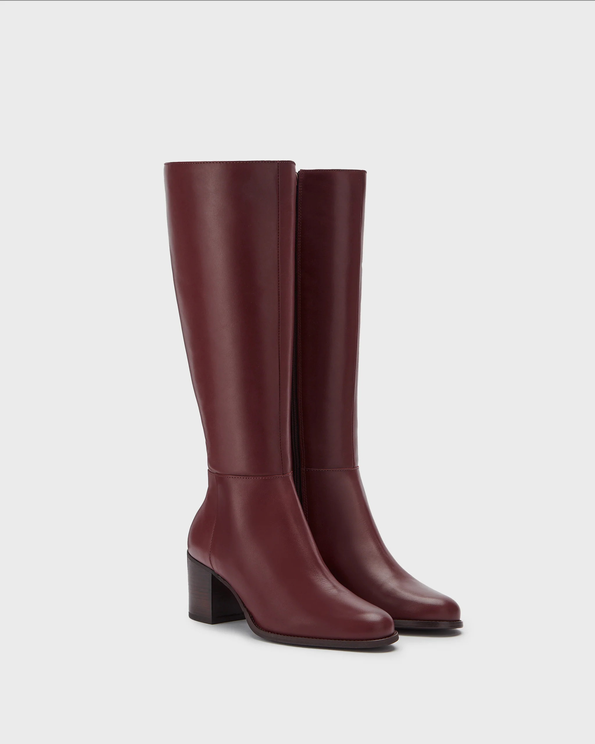 Dalia Tall Knee High Boots in Burgundy Leather - Image 4