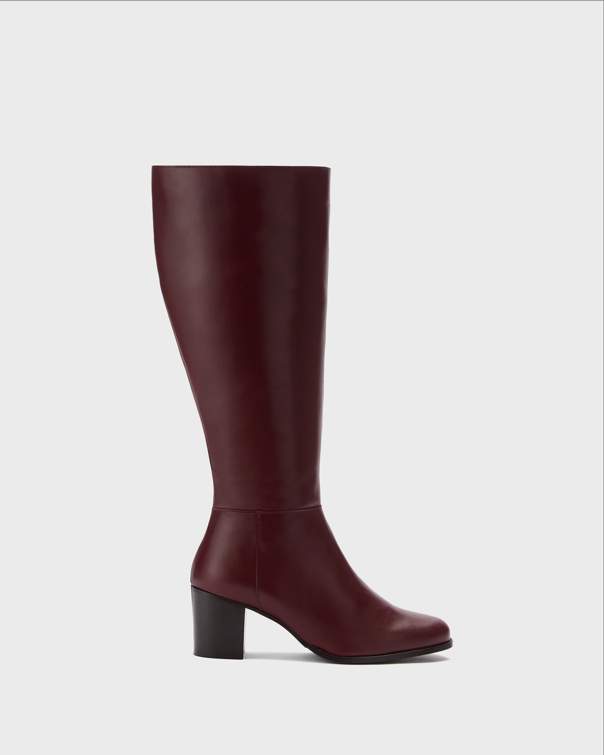 Dalia Tall Knee High Boots in Burgundy Leather - Image 5