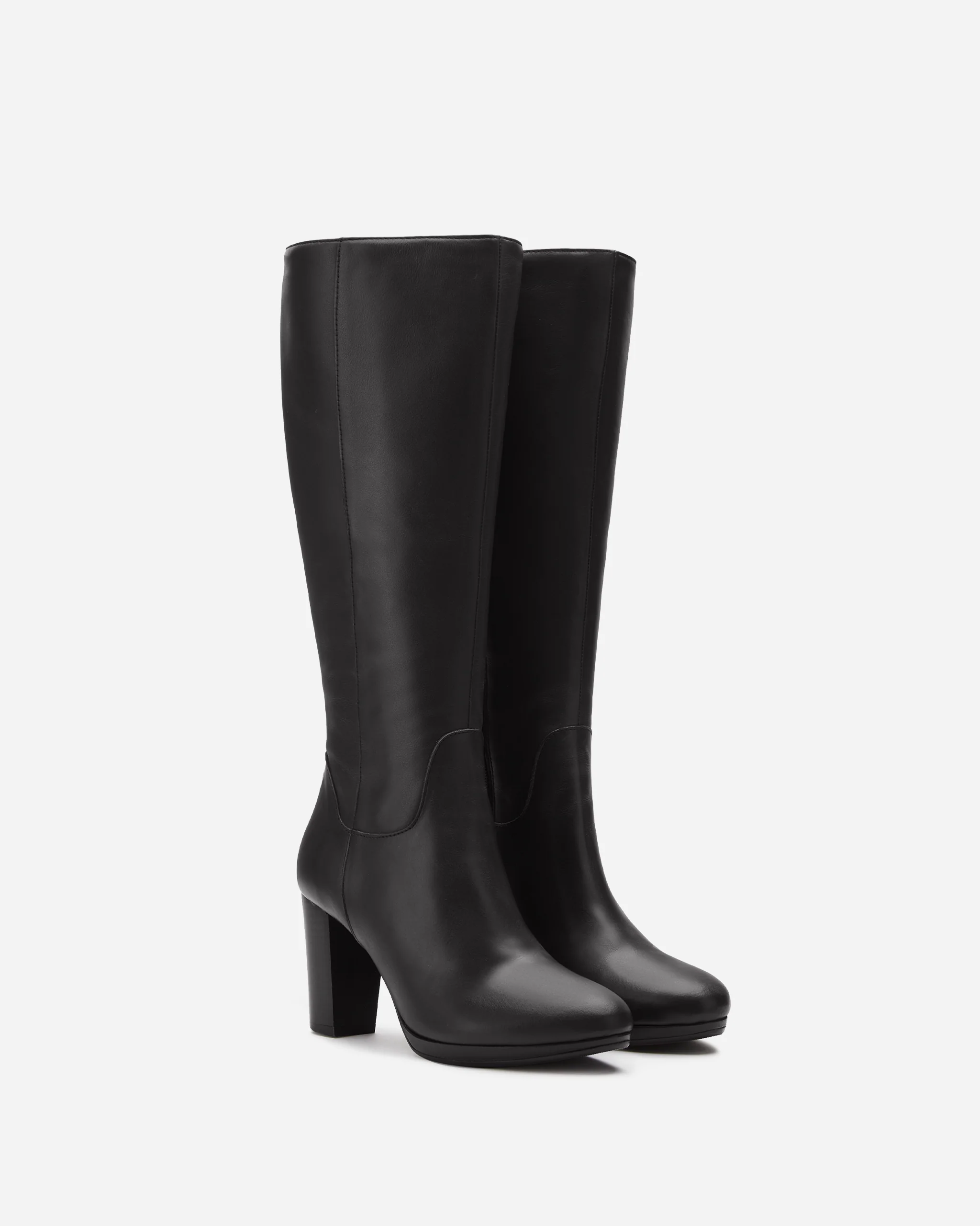 Belmore Knee High Boots in Black Leather - Image 3