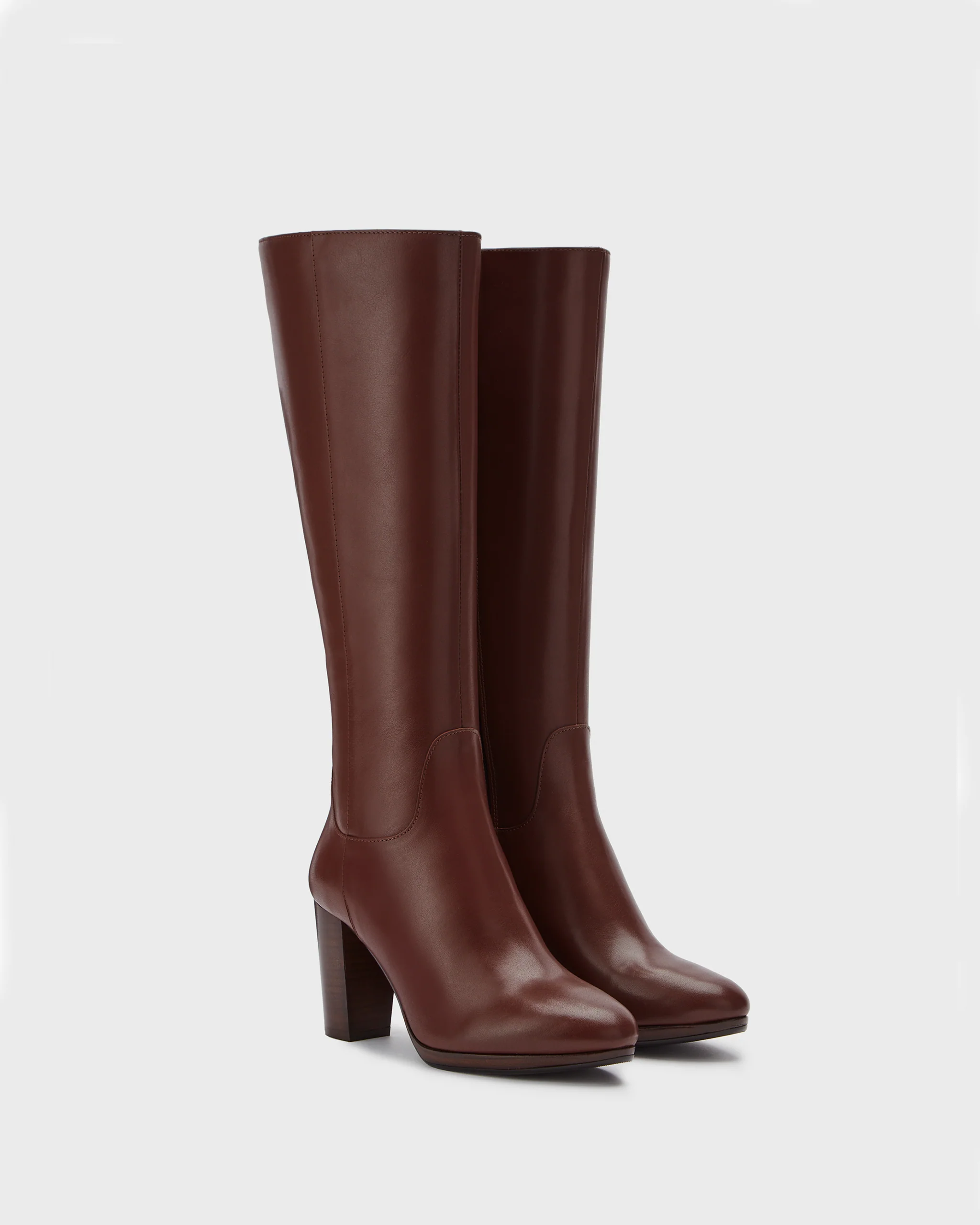 Belmore Knee High Boots in Brown Leather - Image 3