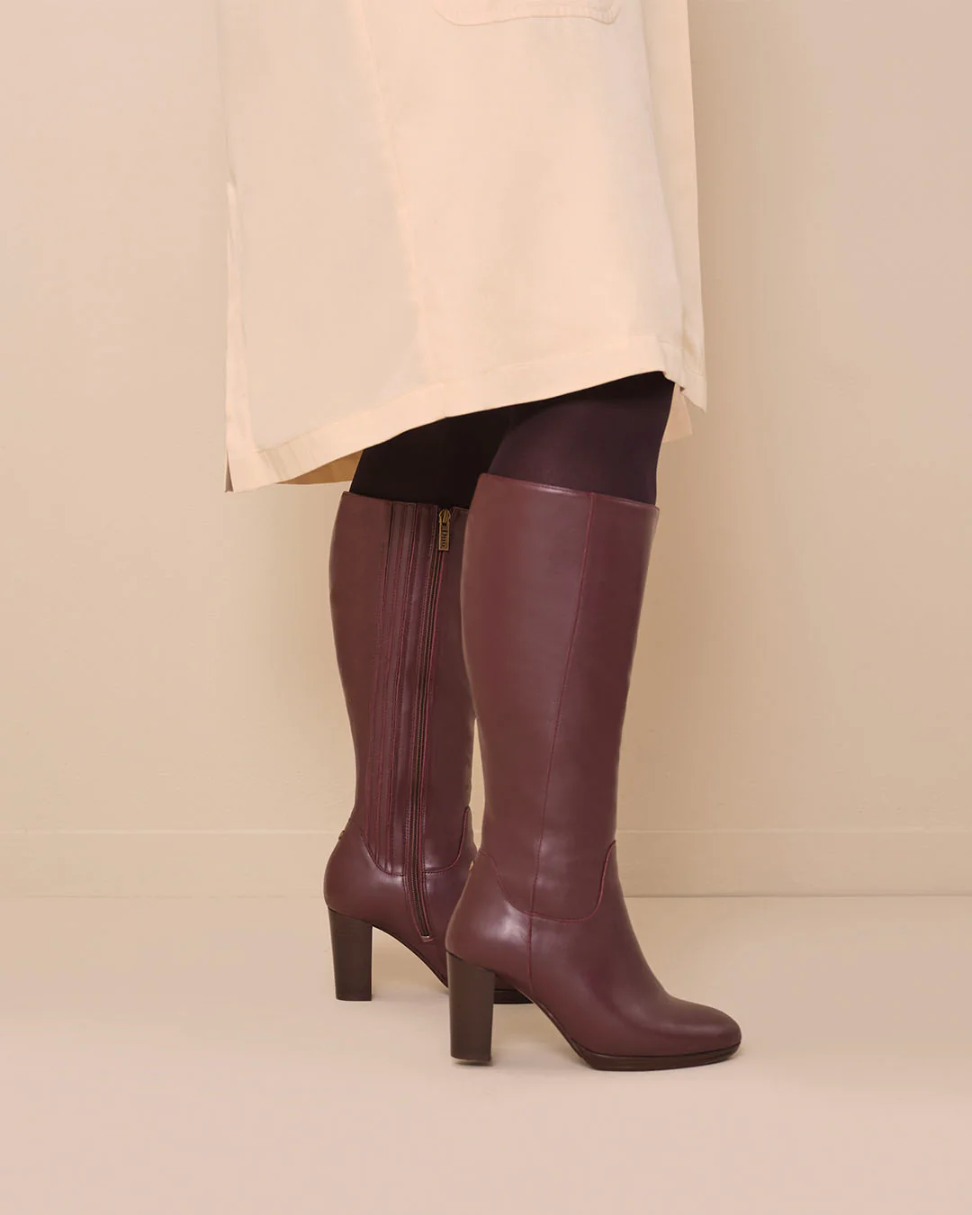 Belmore Knee High Boots in Burgundy Leather - Image 4