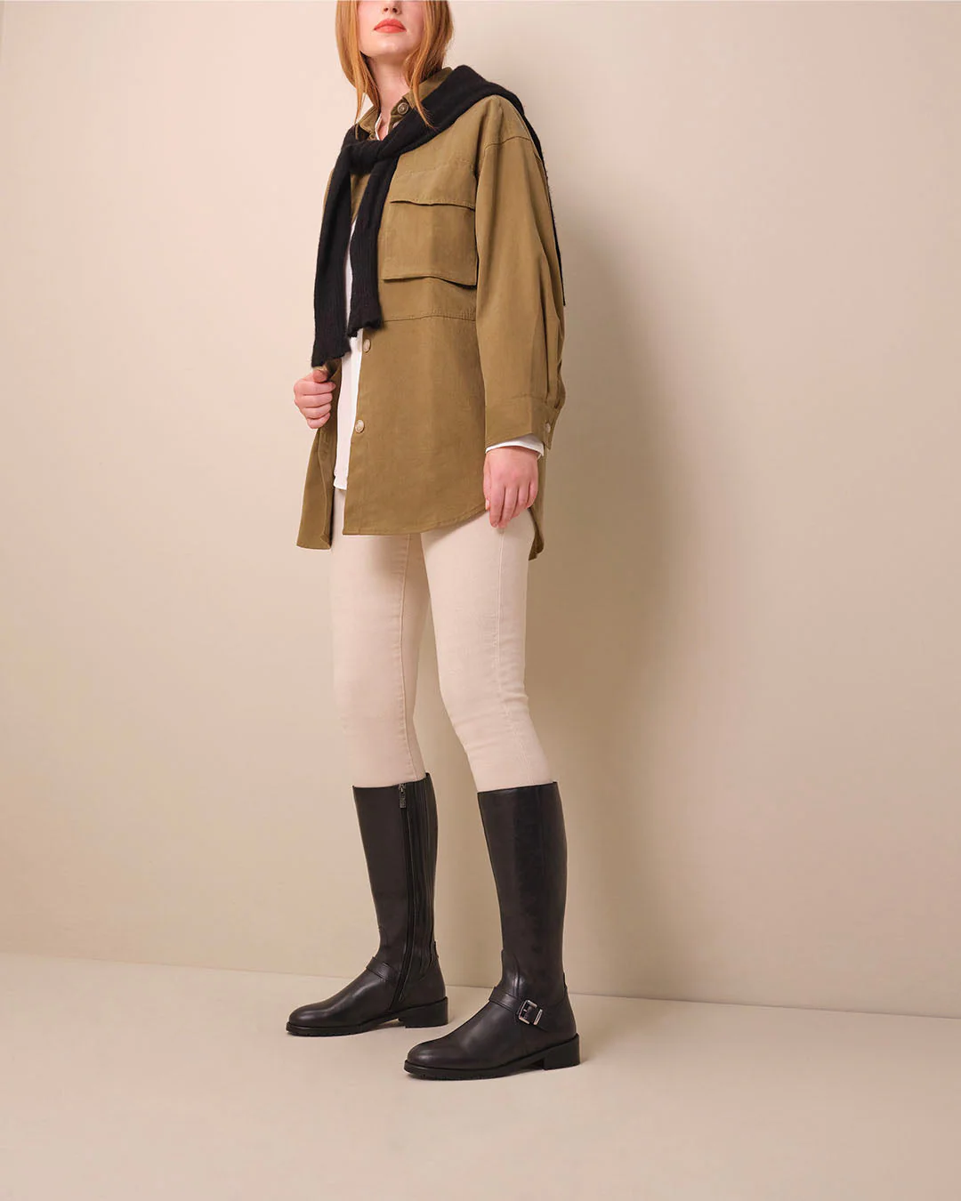 Charlotte Knee High Boots in Black Leather - Image 4