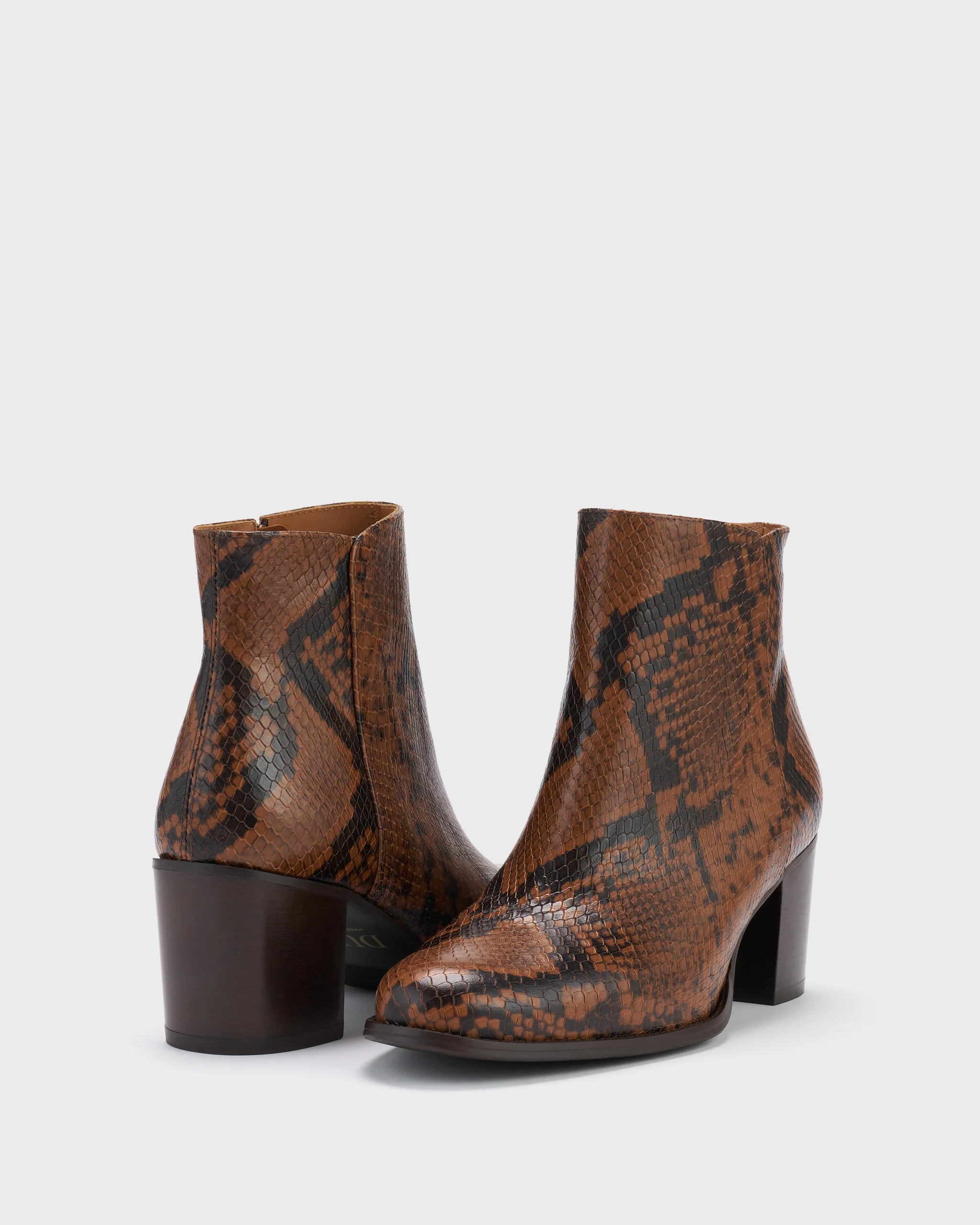 Dalia Ankle Boots in Caramel Snake Print Leather - Image 3
