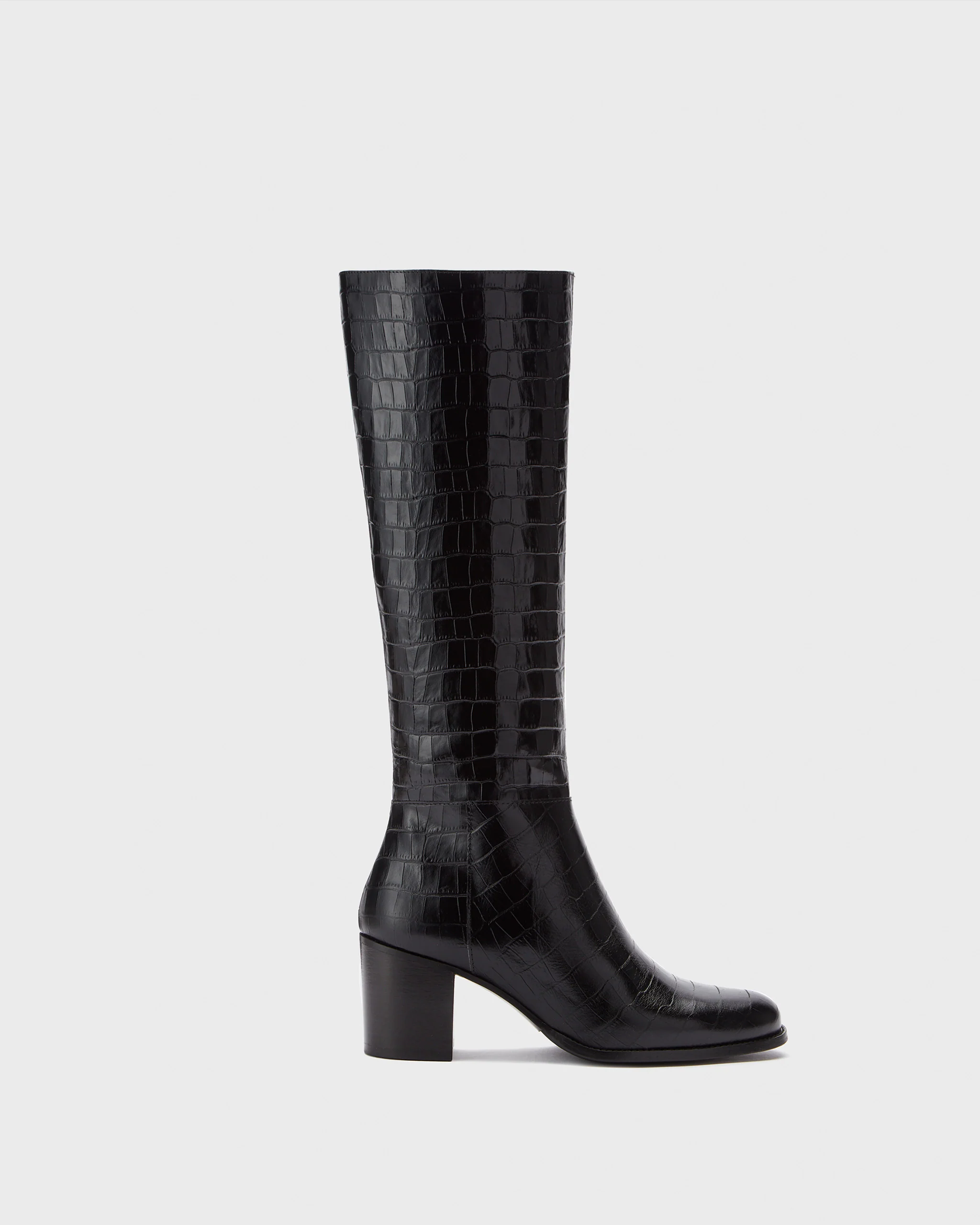 Dalia Petite Knee High Boots in Black Croc - Image 5
