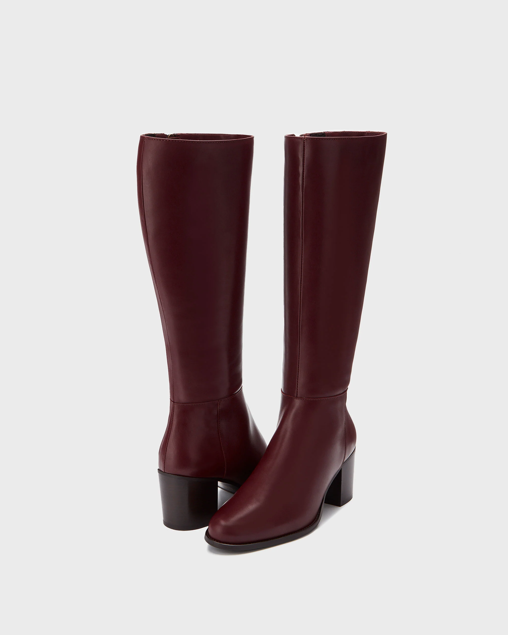 Dalia Petite Knee High Boots in Burgundy Leather - Image 2