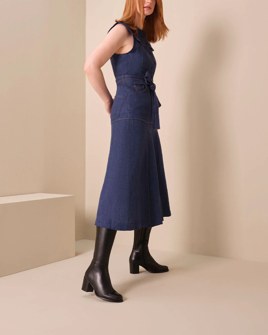 Dalia Standard Knee High Boots in Black Leather - Image 4