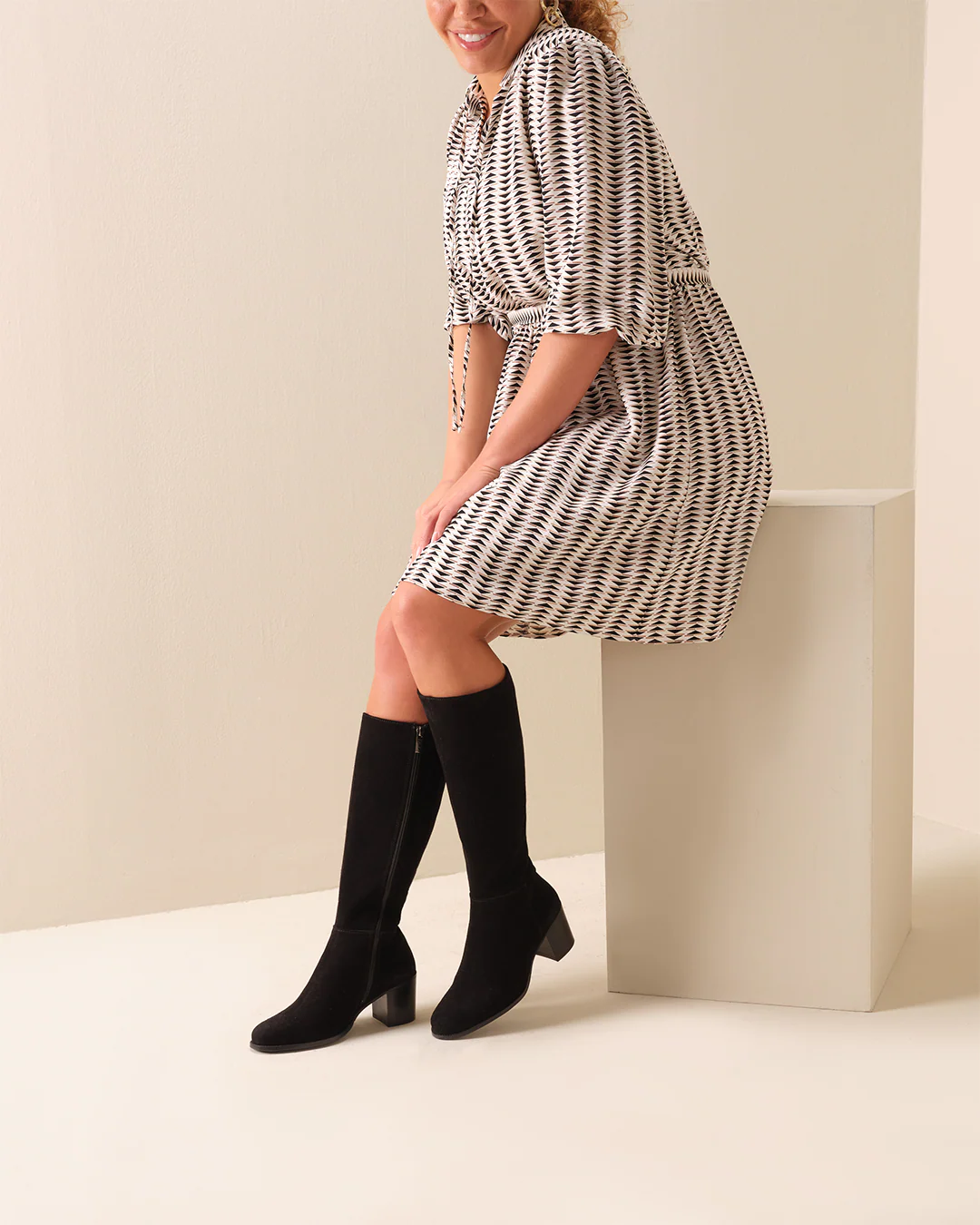 Dalia Standard Knee High Boots in Black Suede - Image 7