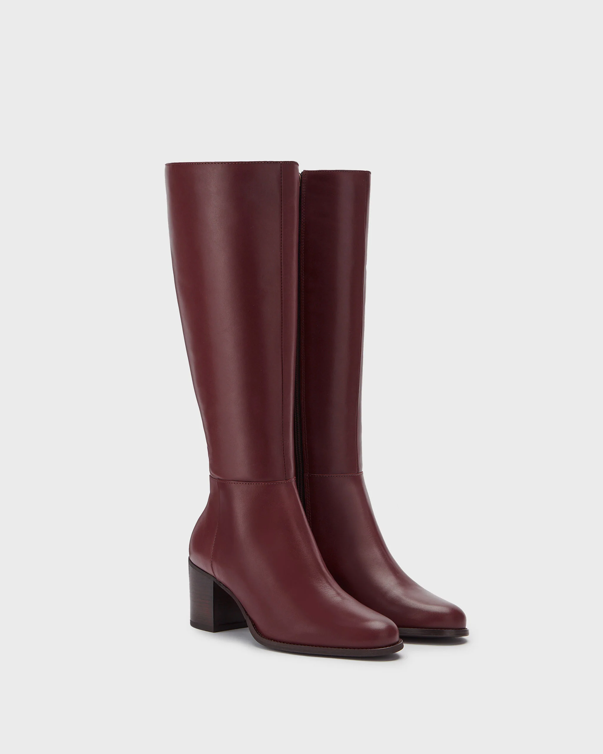 Dalia Standard Knee High Boots in Burgundy Leather - Image 3