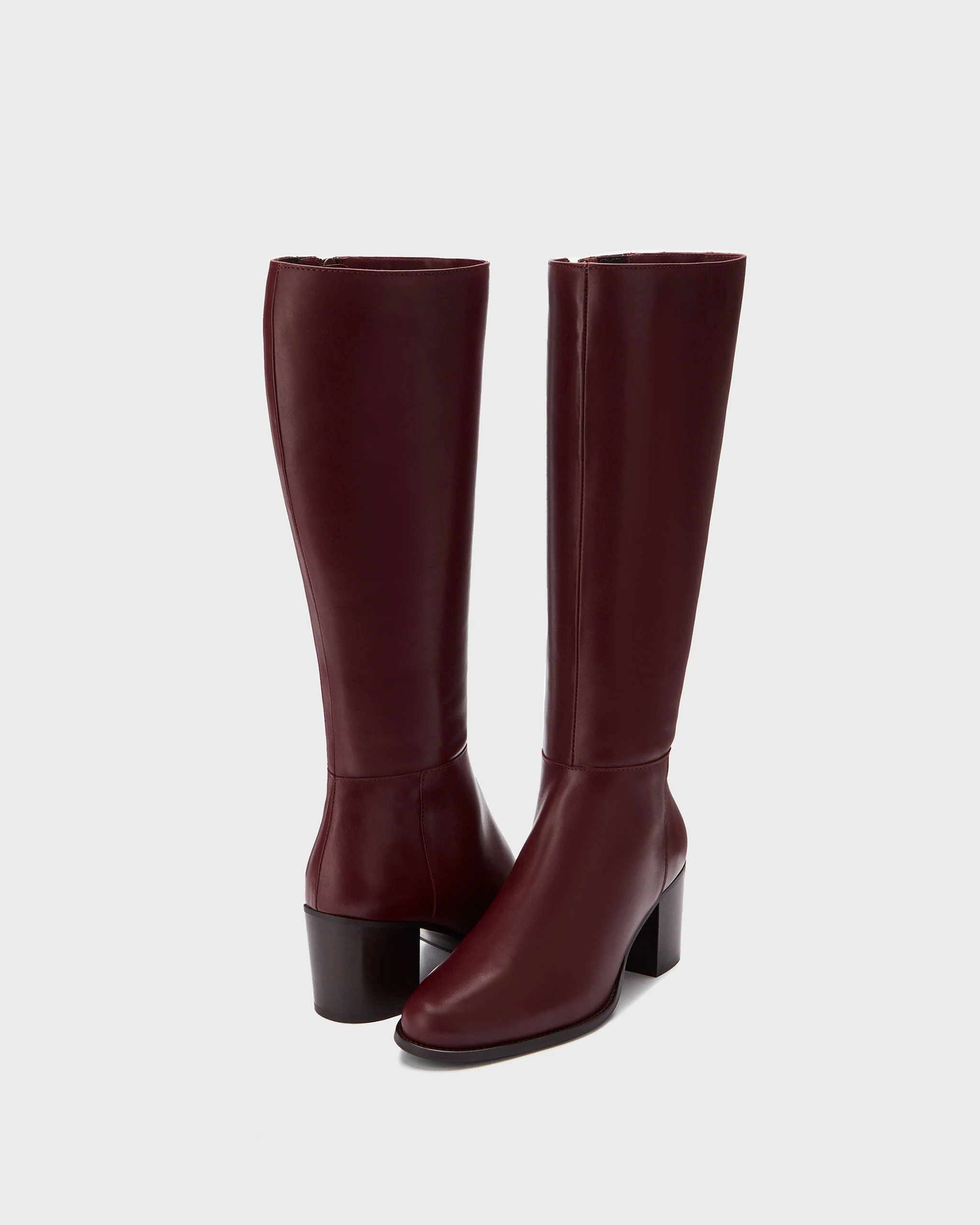 Dalia Standard Knee High Boots in Burgundy Leather - Image 4