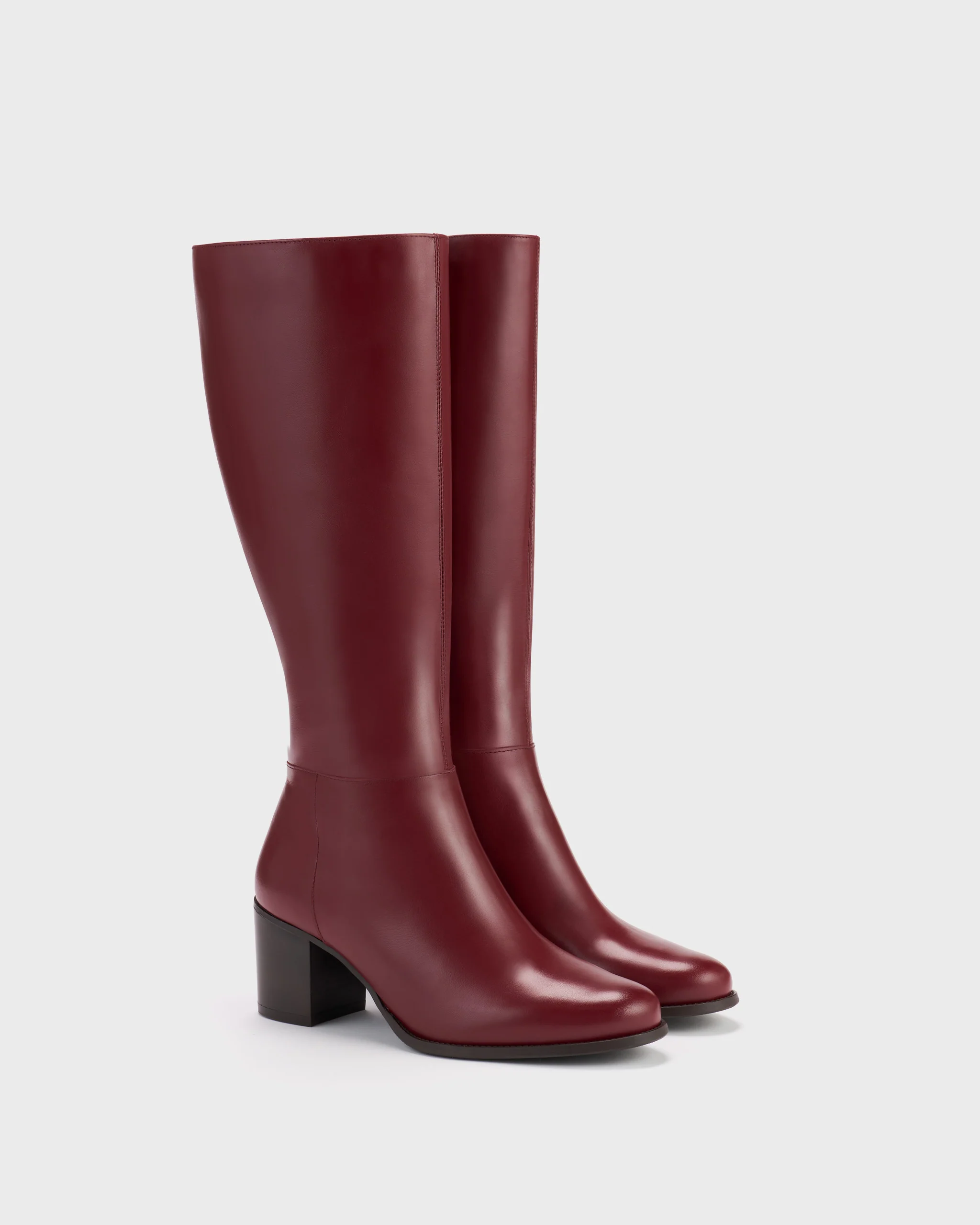 Dalia Standard Knee High Boots in Cherry Red Leather - Image 2