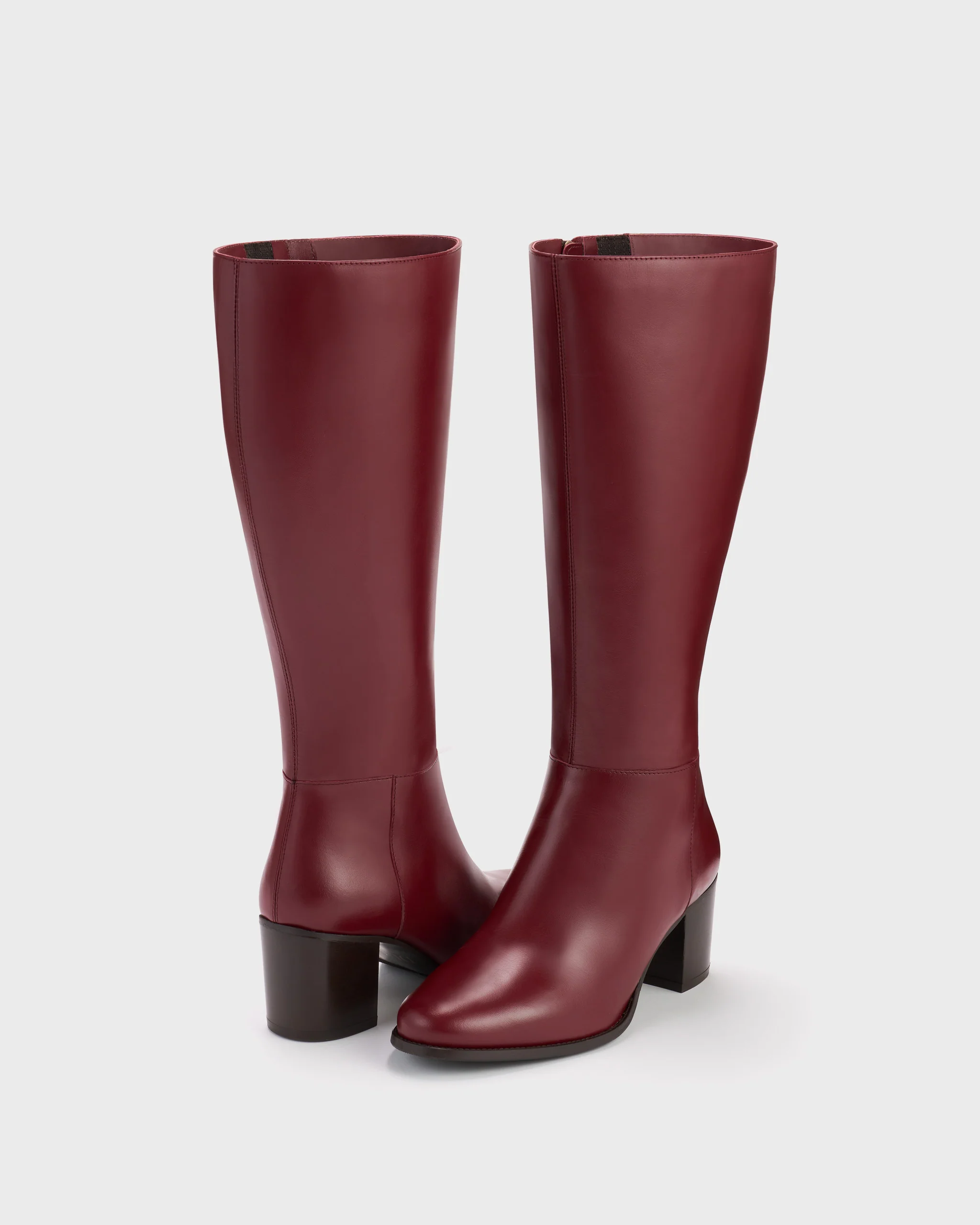 Dalia Standard Knee High Boots in Cherry Red Leather - Image 3