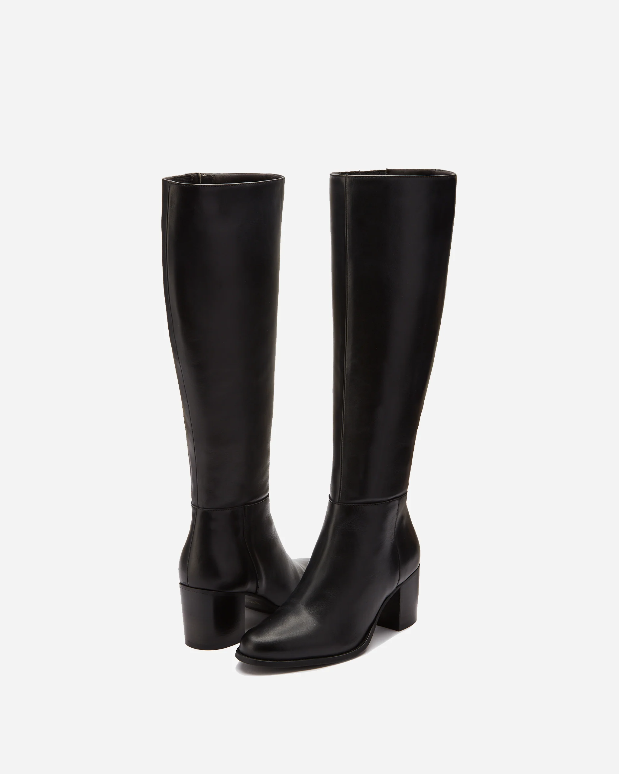 Dalia Tall Knee High Boots in Black Leather - Image 3