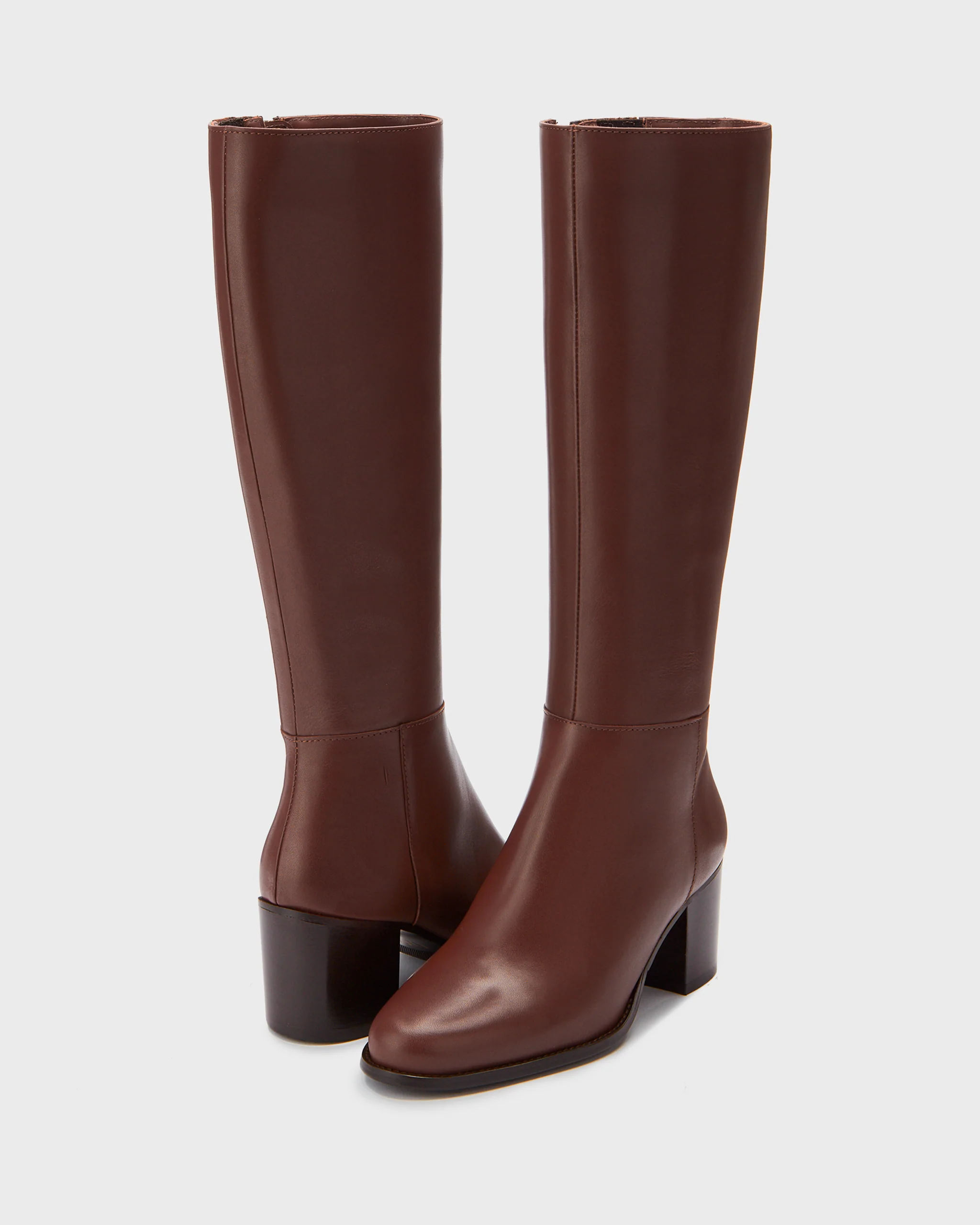 Dalia Tall Knee High Boots in Brown Leather - Image 3