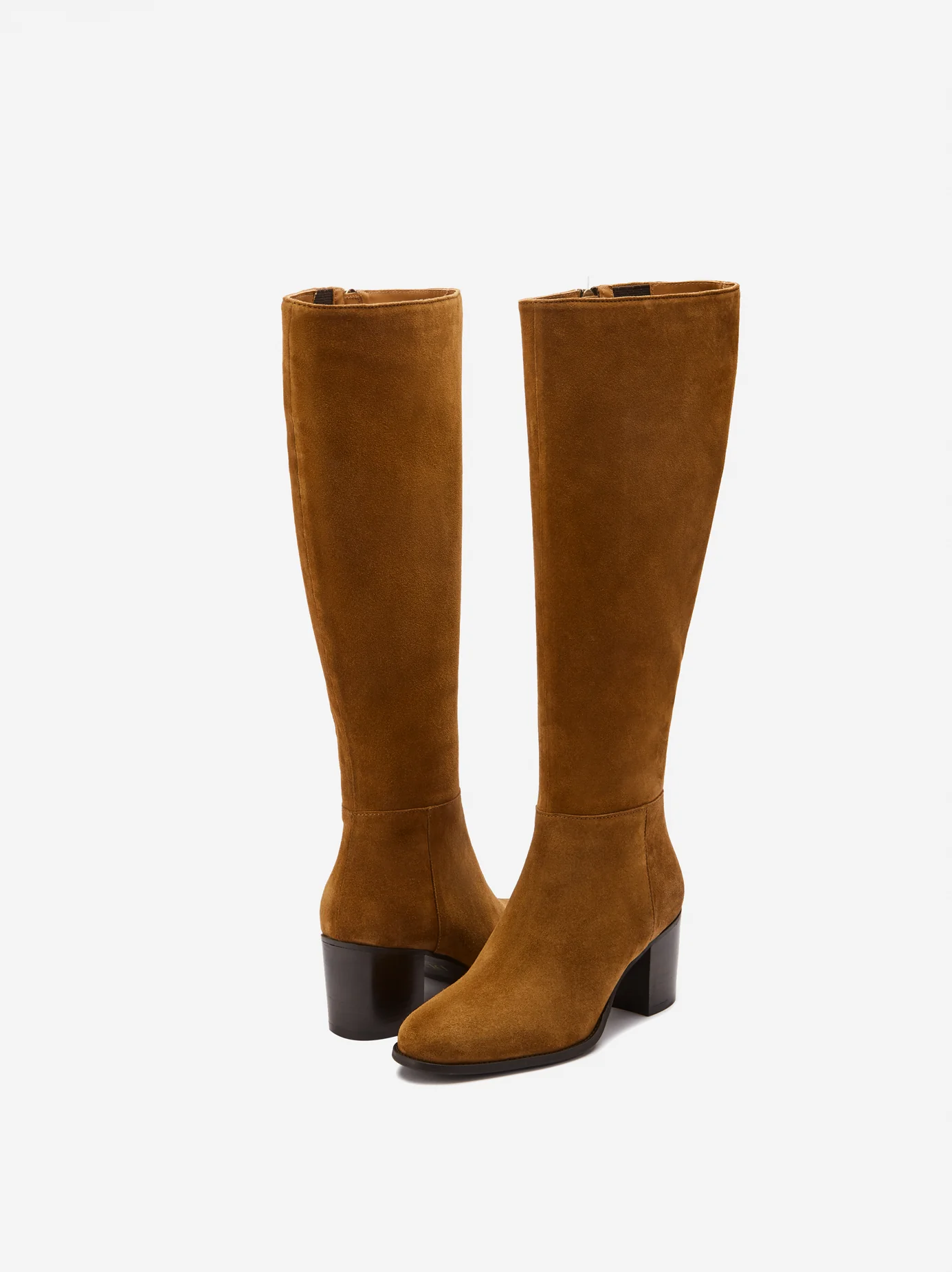 Dalia Tall Knee High Boots in Tan Suede - Image 3