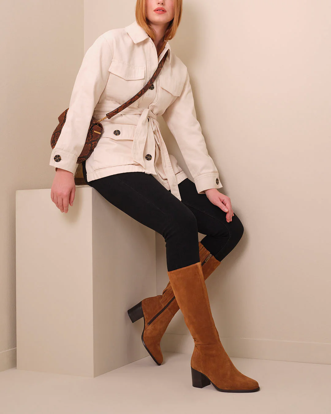 Dalia Petite Knee High Boots in Tan Suede - Image 4