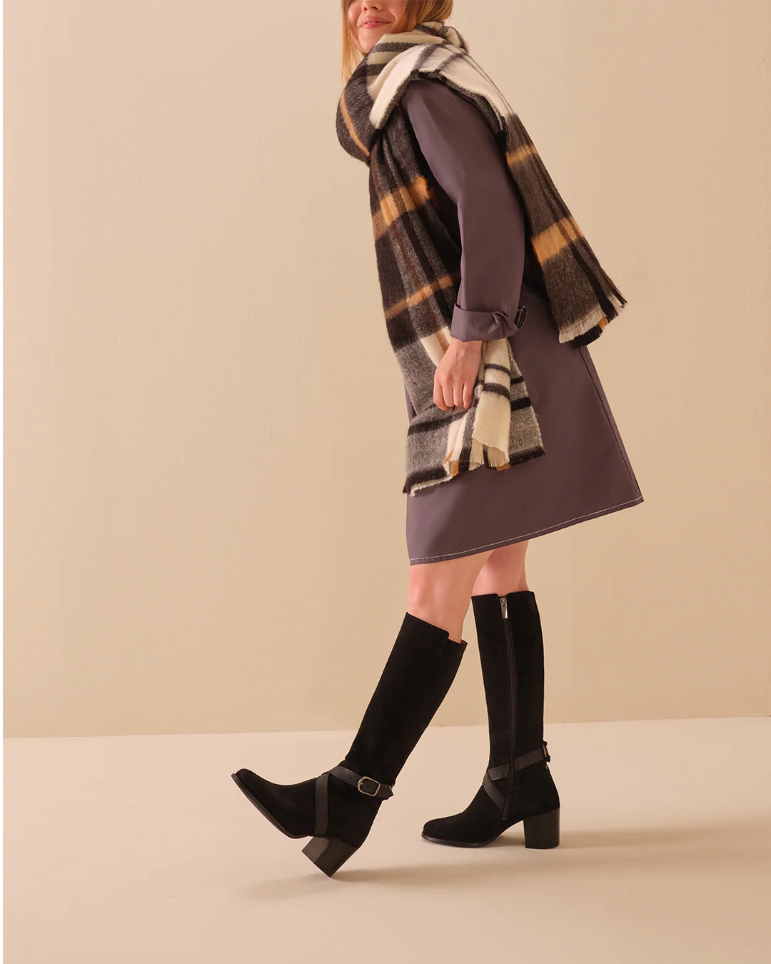 Easton Knee High Boots in Black Suede - Image 4