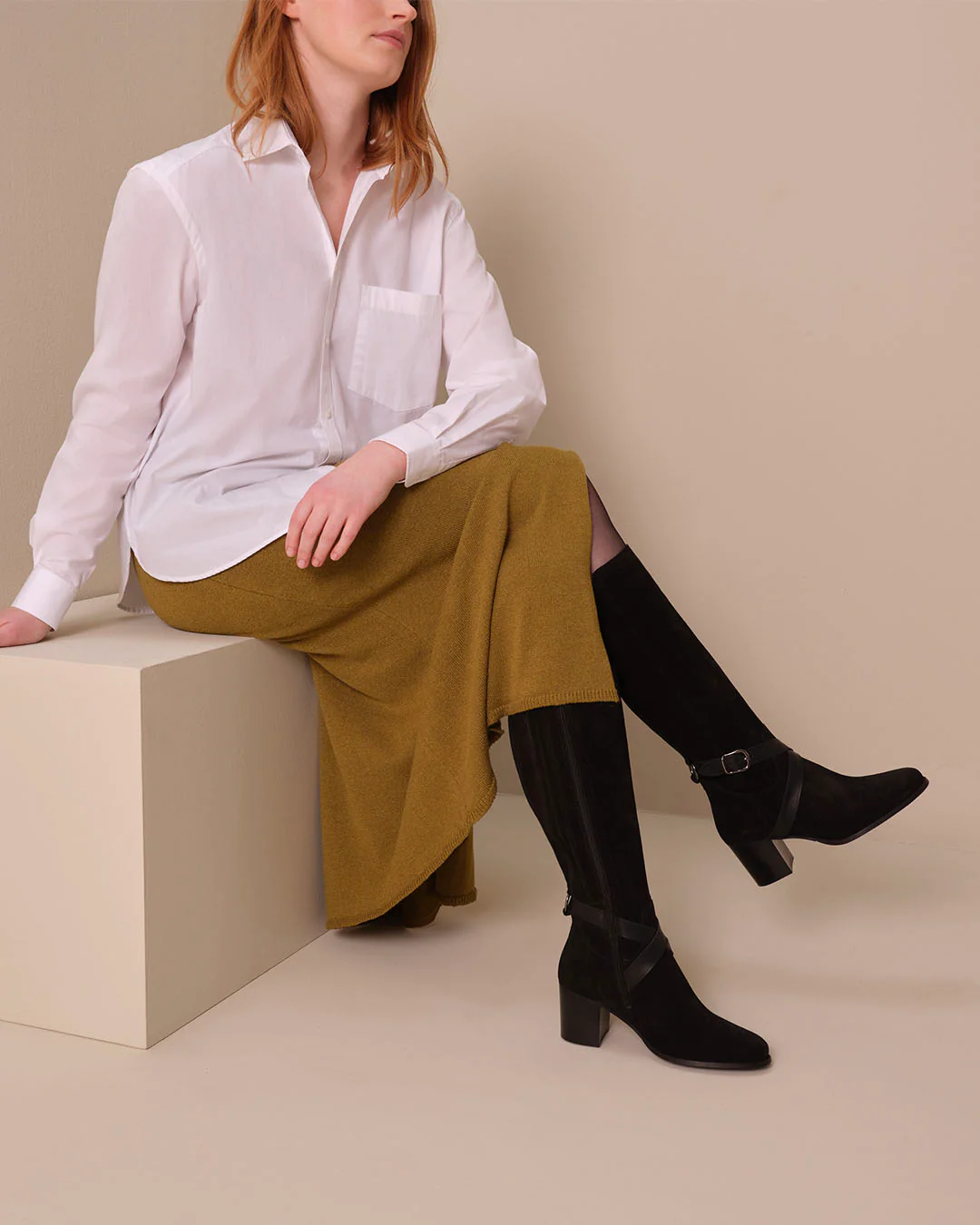 Easton Knee High Boots in Black Suede - Image 6