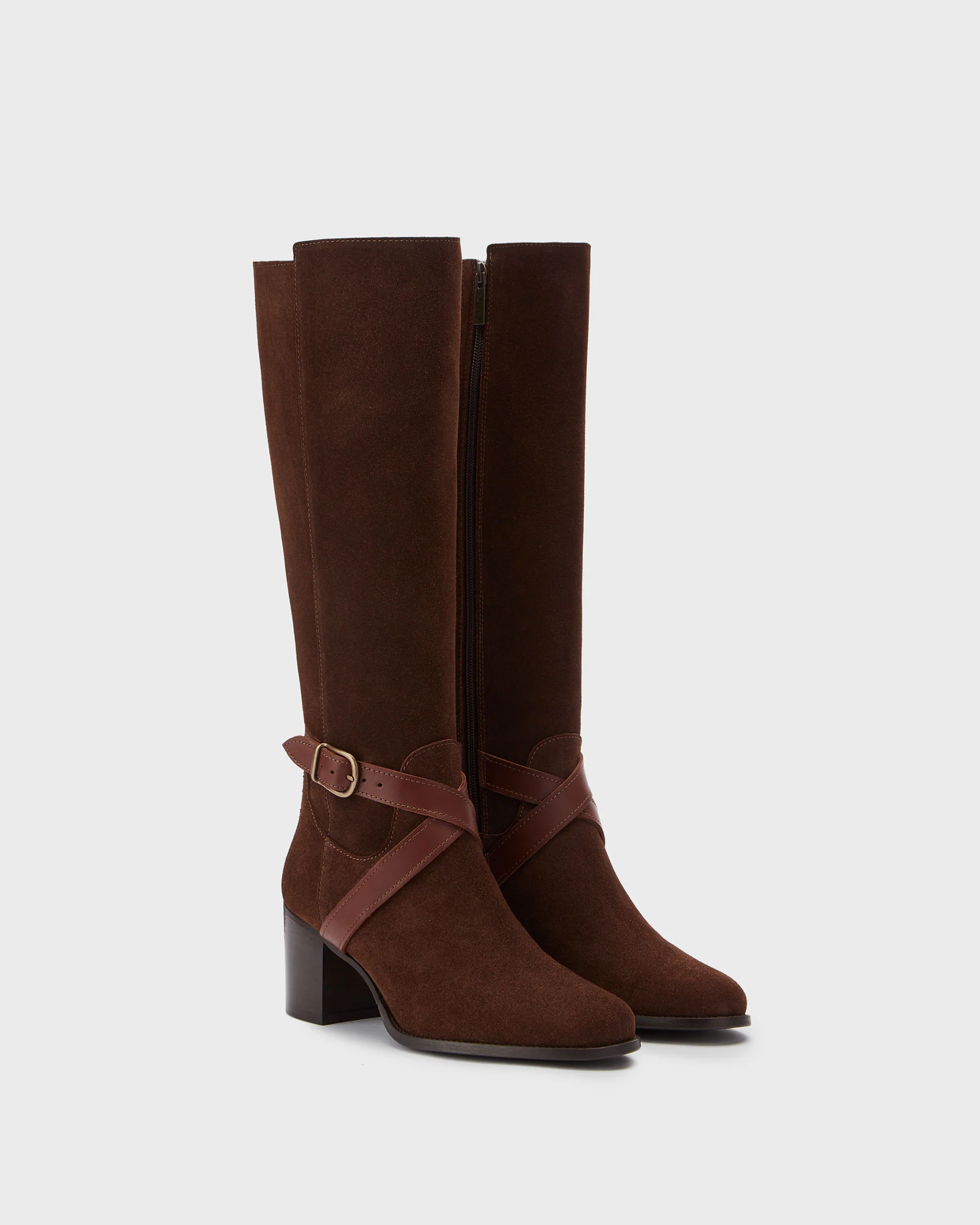 Easton Knee High Boots in Brown Suede - Image 3