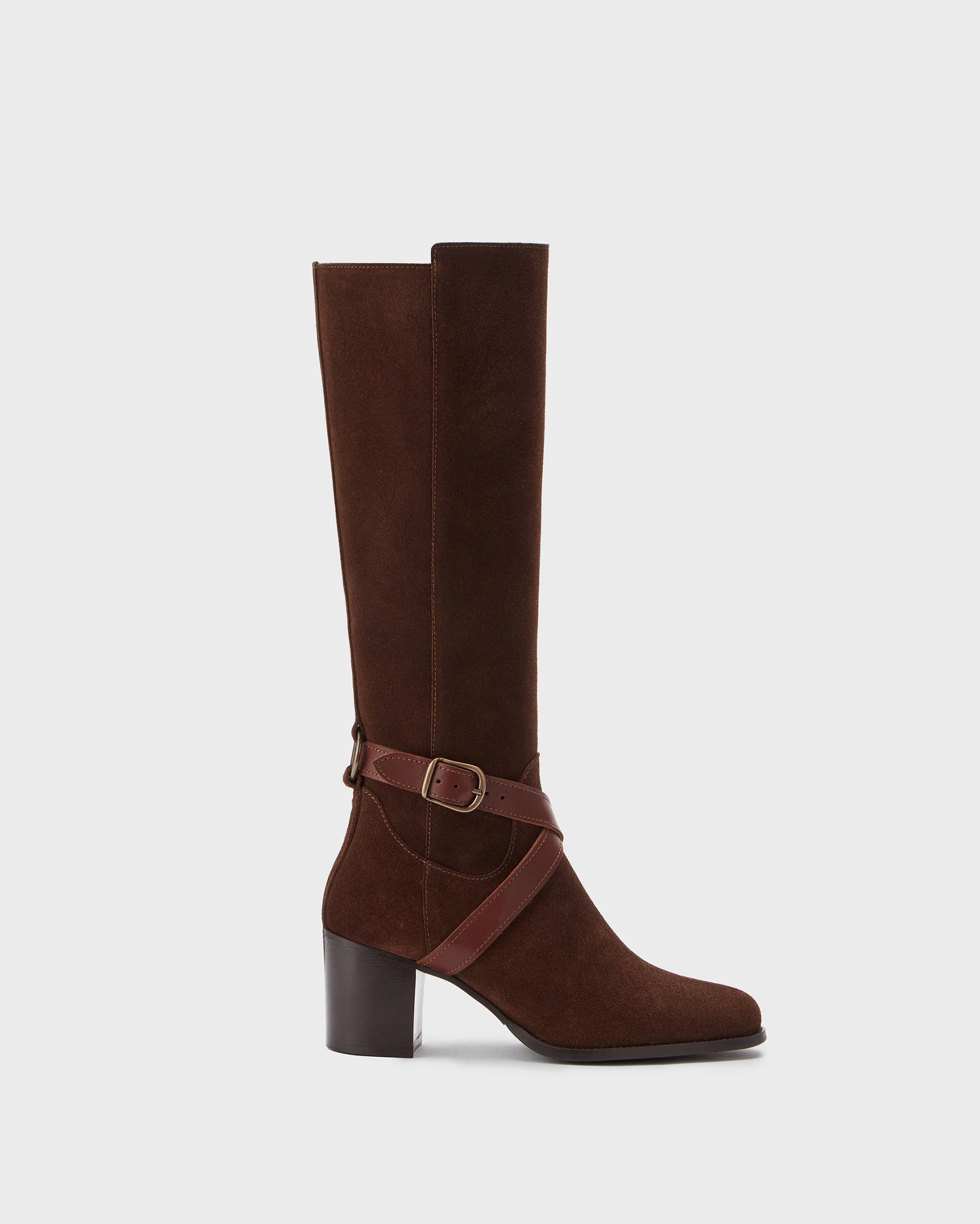 Easton Knee High Boots in Brown Suede - Image 4