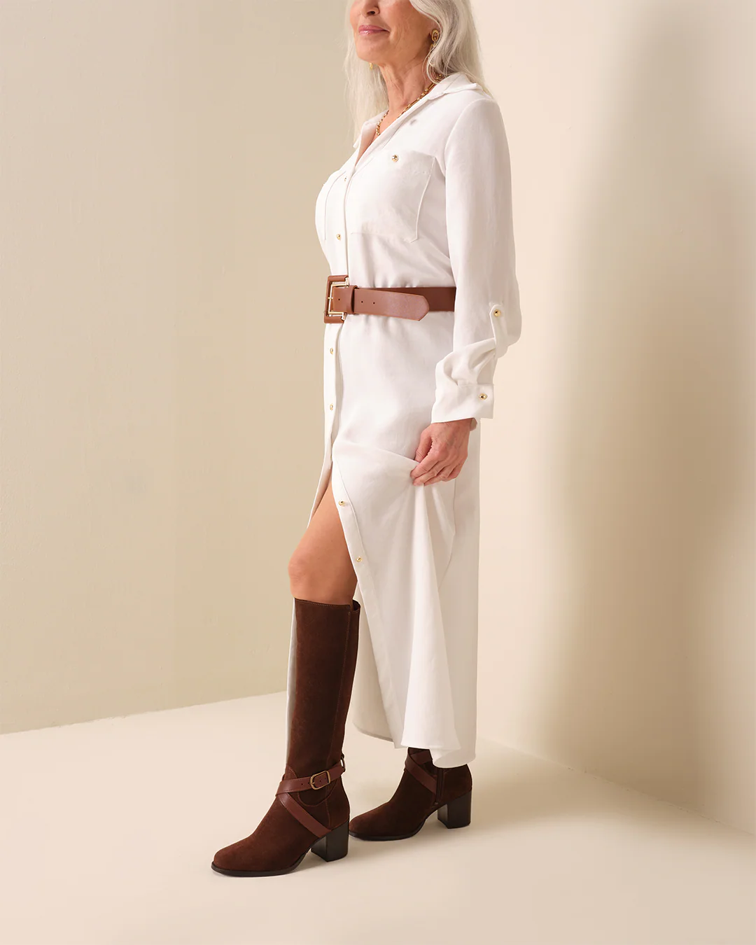 Easton Knee High Boots in Brown Suede - Image 7