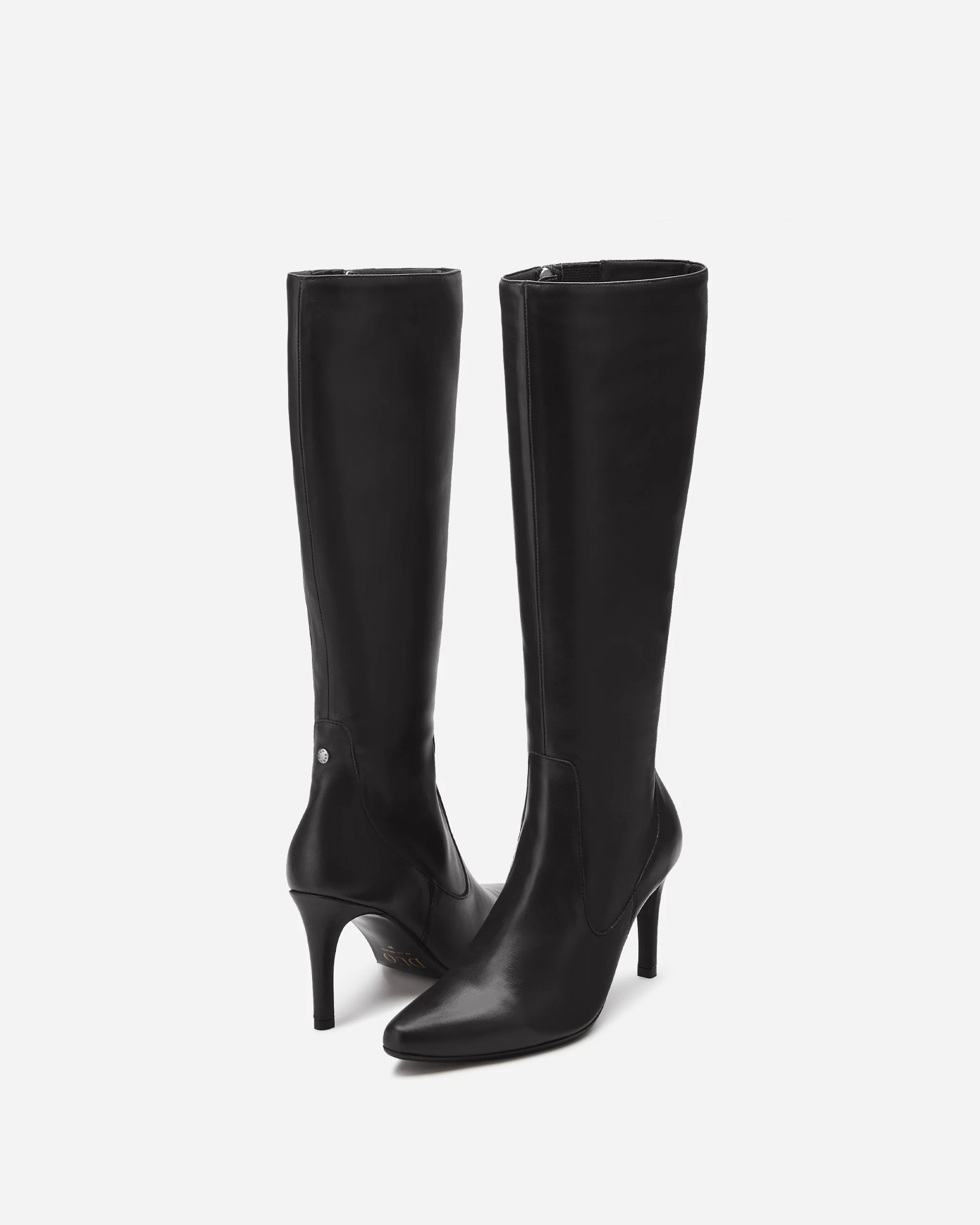 Freya Knee High Boots in Black Leather - Image 3