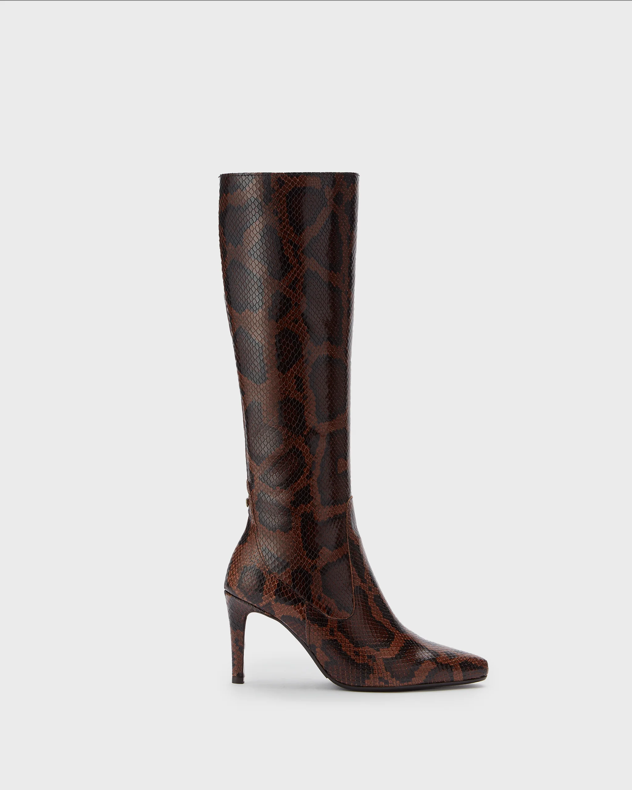 Freya Knee High Boots in Brown Snake - Image 4