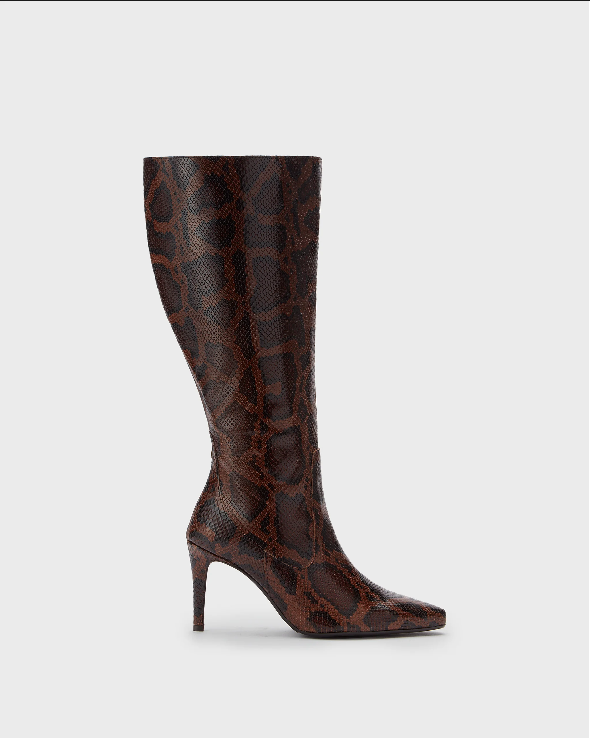 Freya Knee High Boots in Brown Snake - Image 5