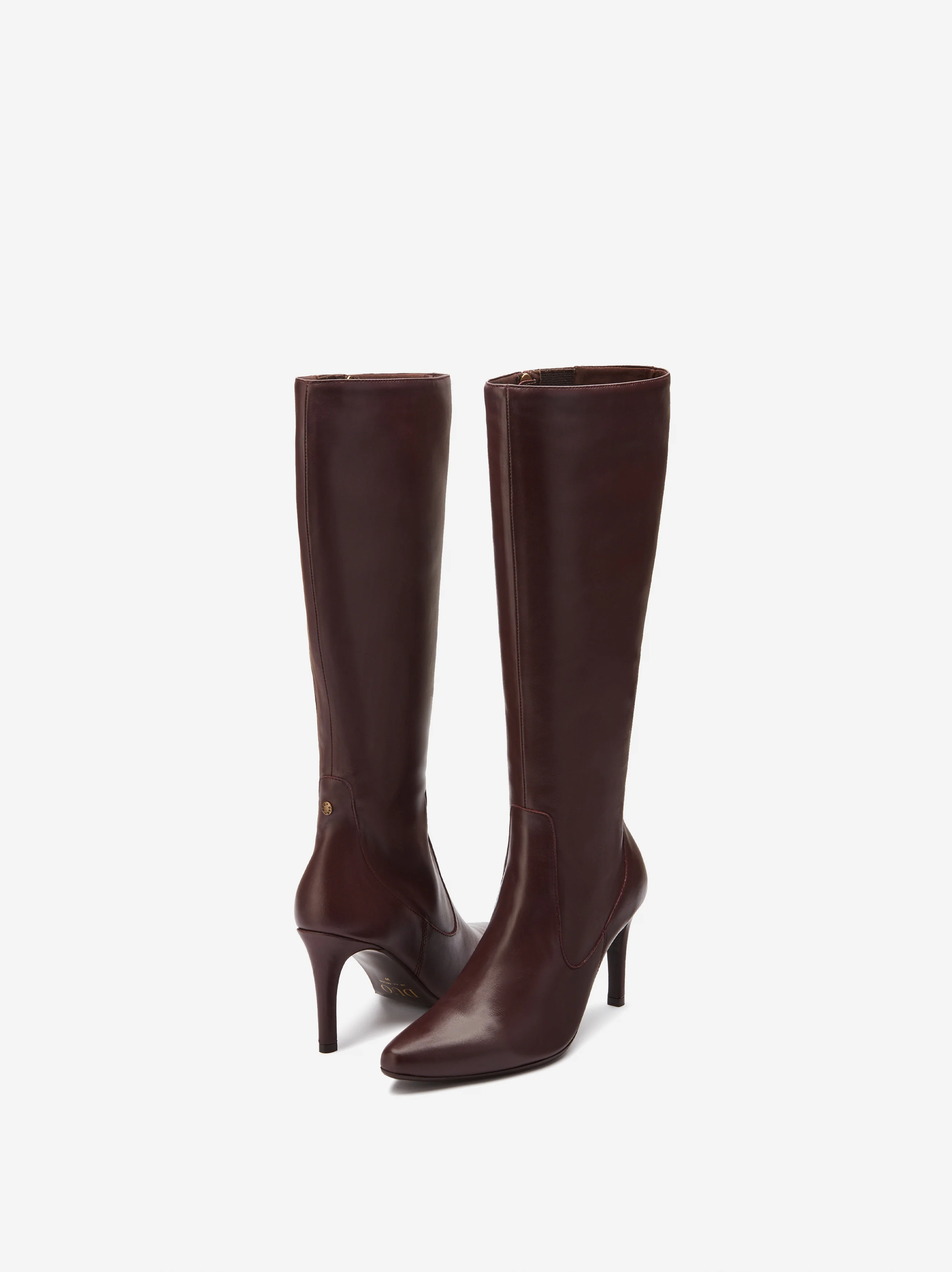Freya Knee High Boots in Burgundy Leather - Image 3