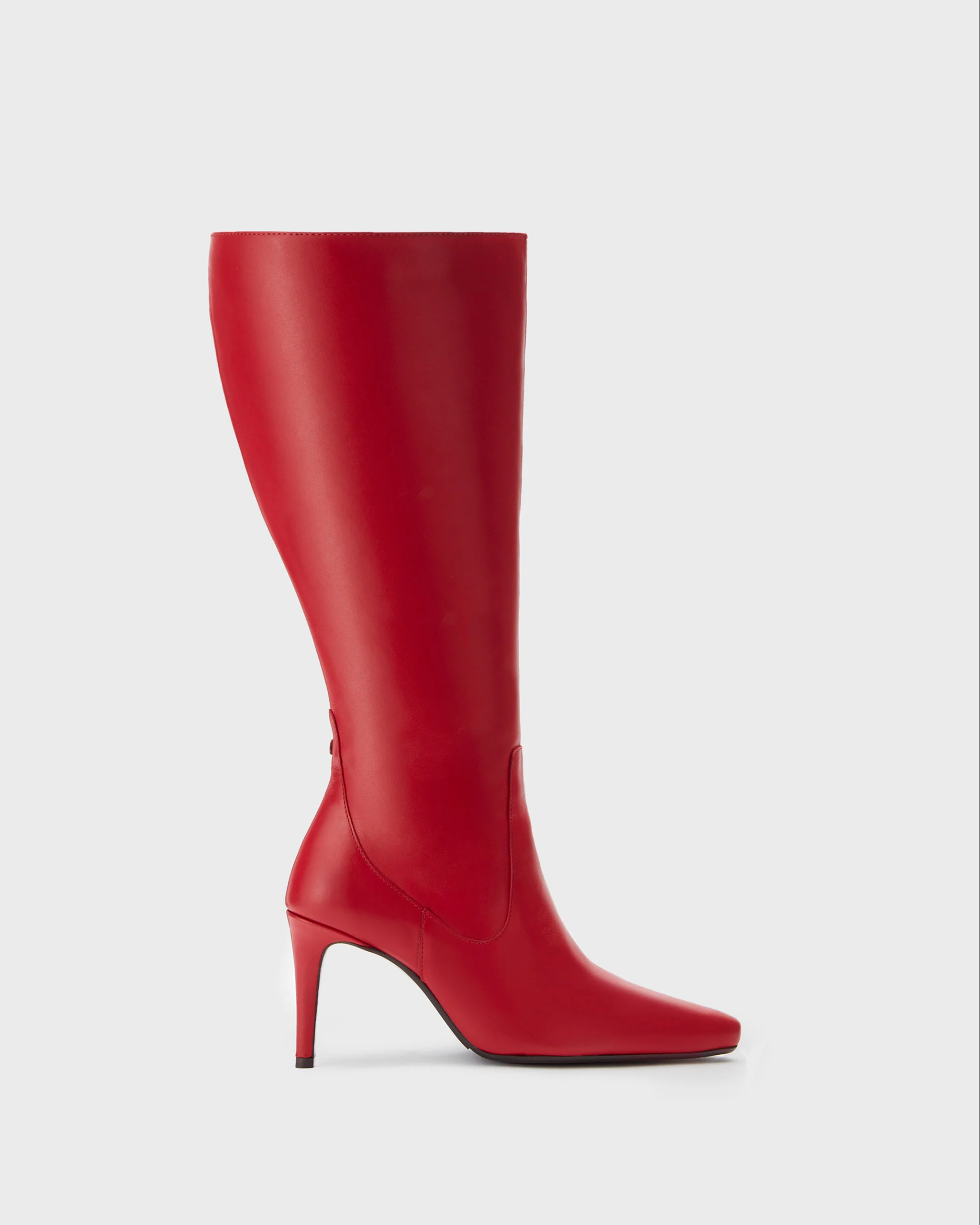 Freya Knee High Boots in Red Leather - Image 5