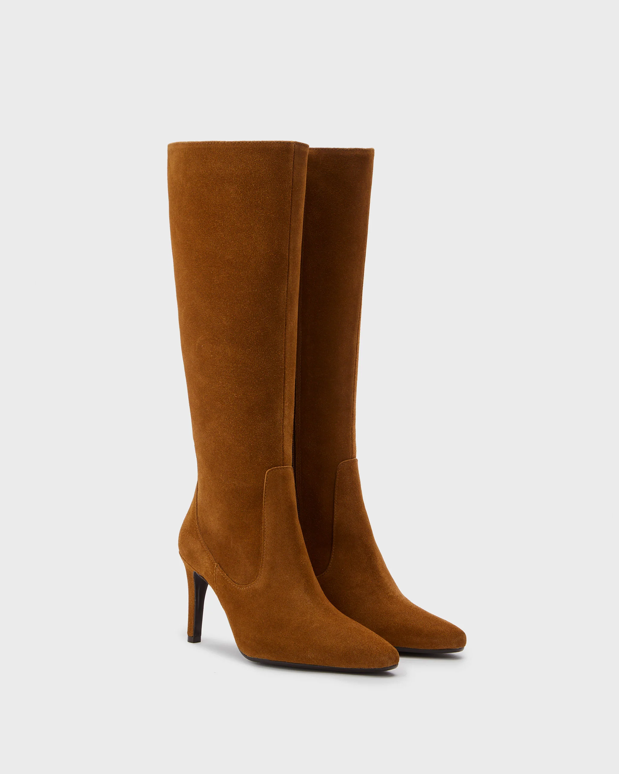 Freya Knee High Boots in Tan Suede - Image 3