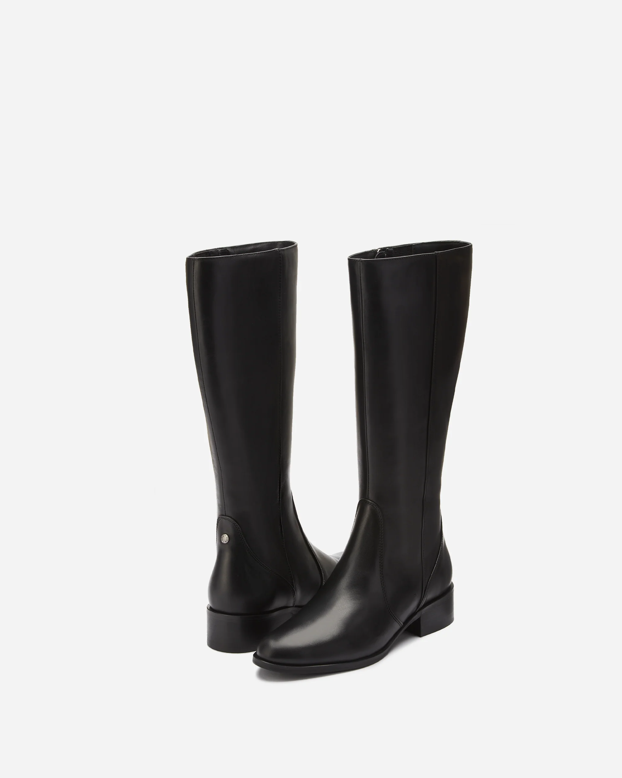 Haltham Petite Knee High Boots in Black Leather - Image 3
