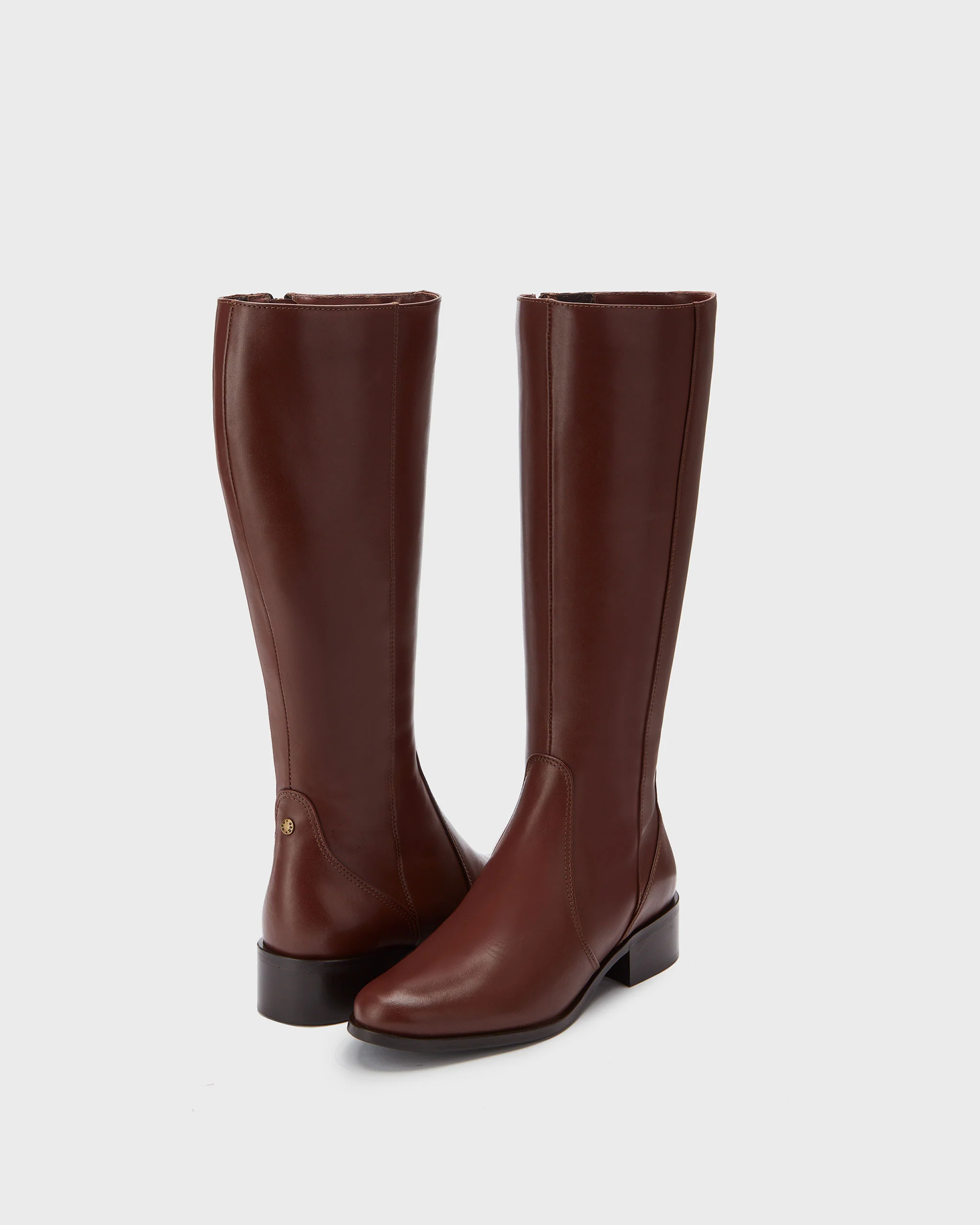 Haltham Petite Knee High Boots in Brown Leather - Image 2