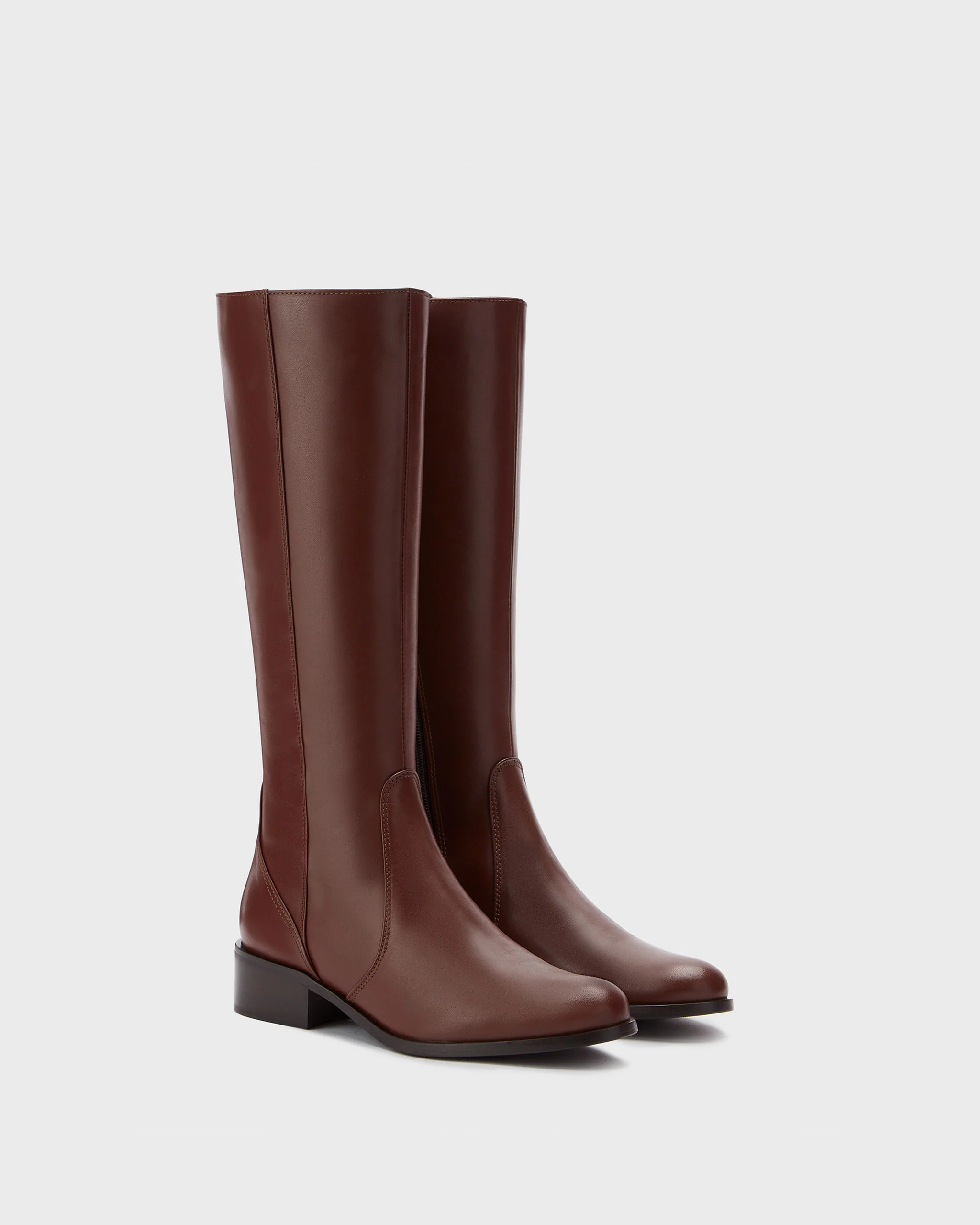 Haltham Petite Knee High Boots in Brown Leather - Image 3