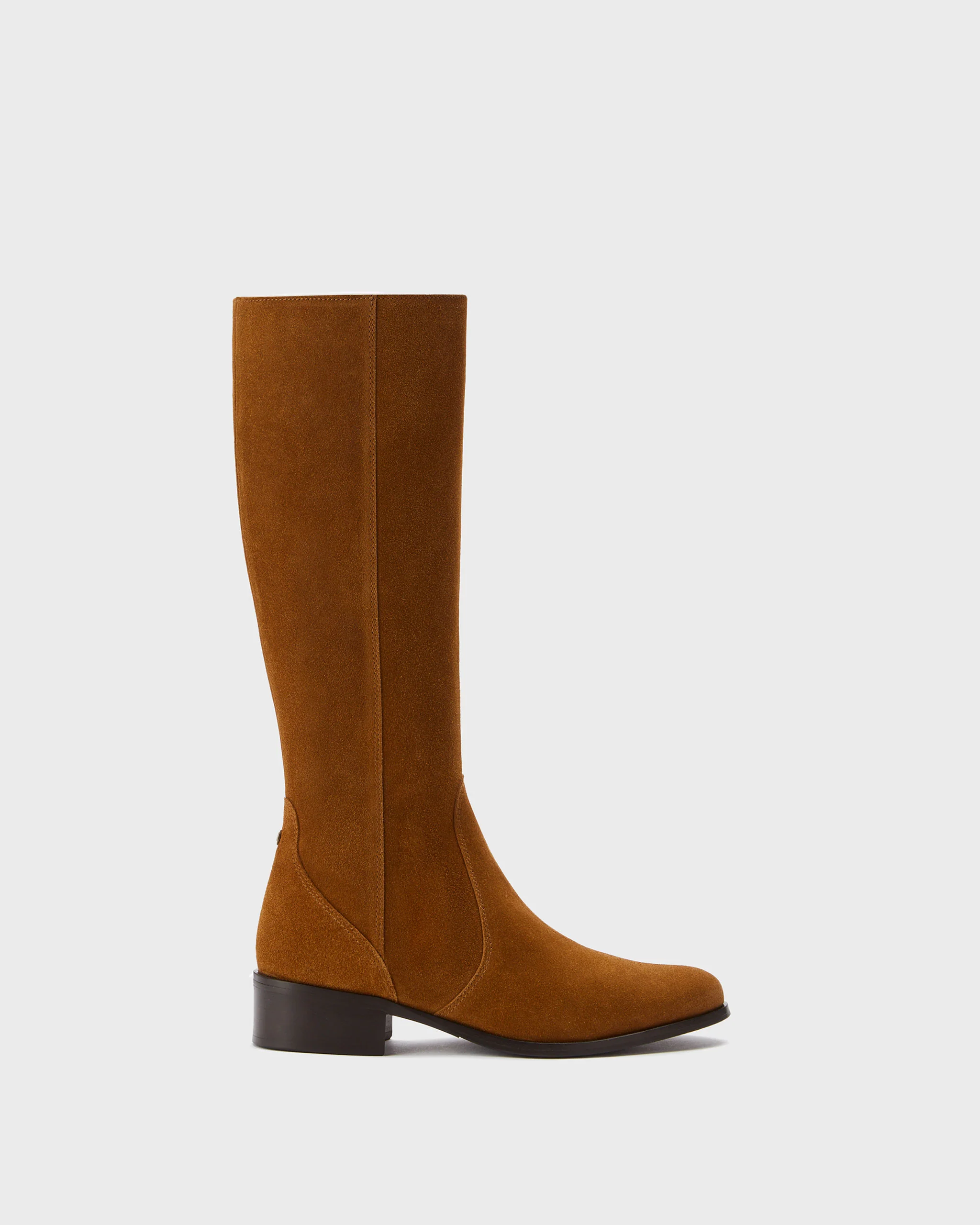 Haltham Petite Knee High Boots in Tan Suede - Image 4
