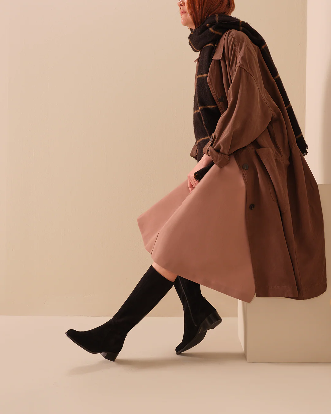 Haltham Standard Knee High Boots in Black Suede - Image 5