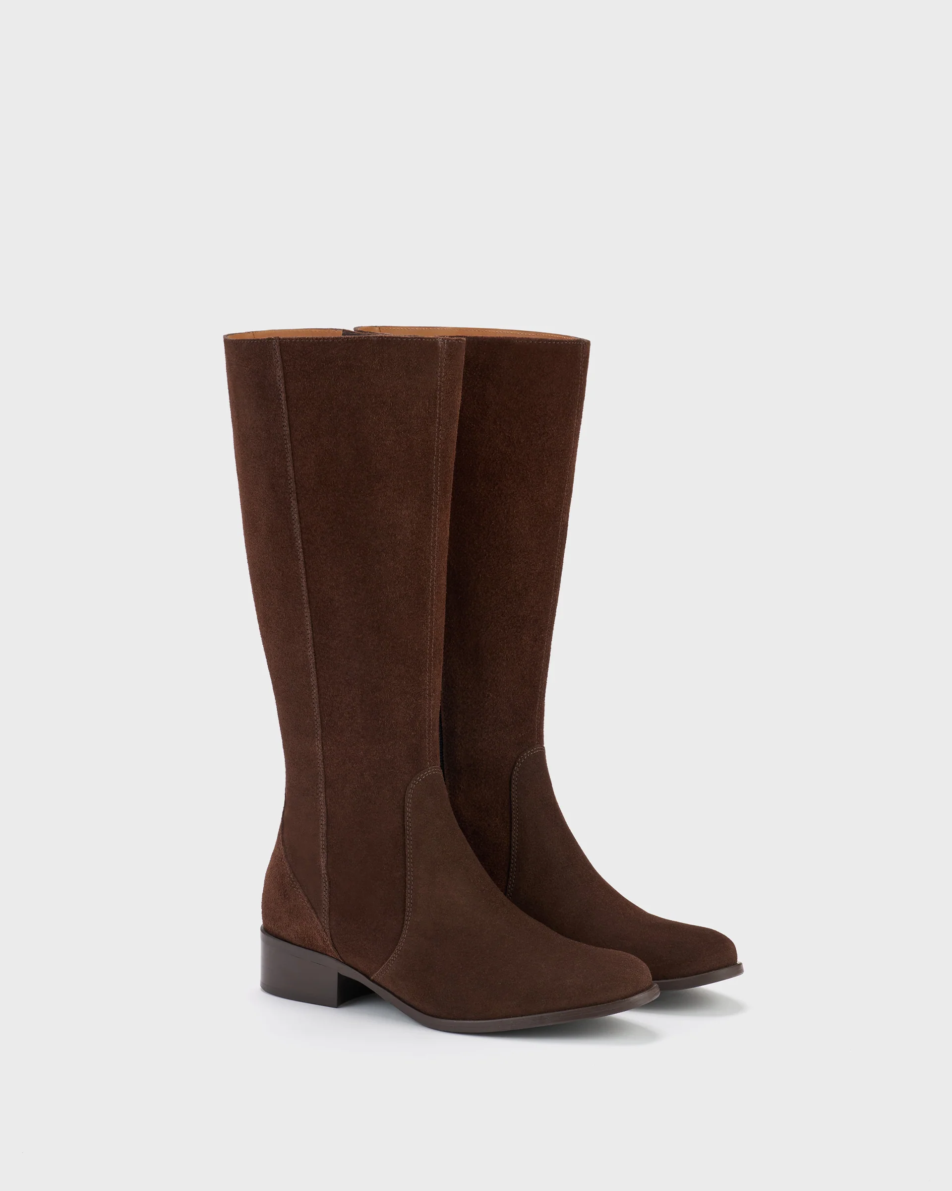Haltham Standard Knee High Boots in Dark Brown Suede - Image 2