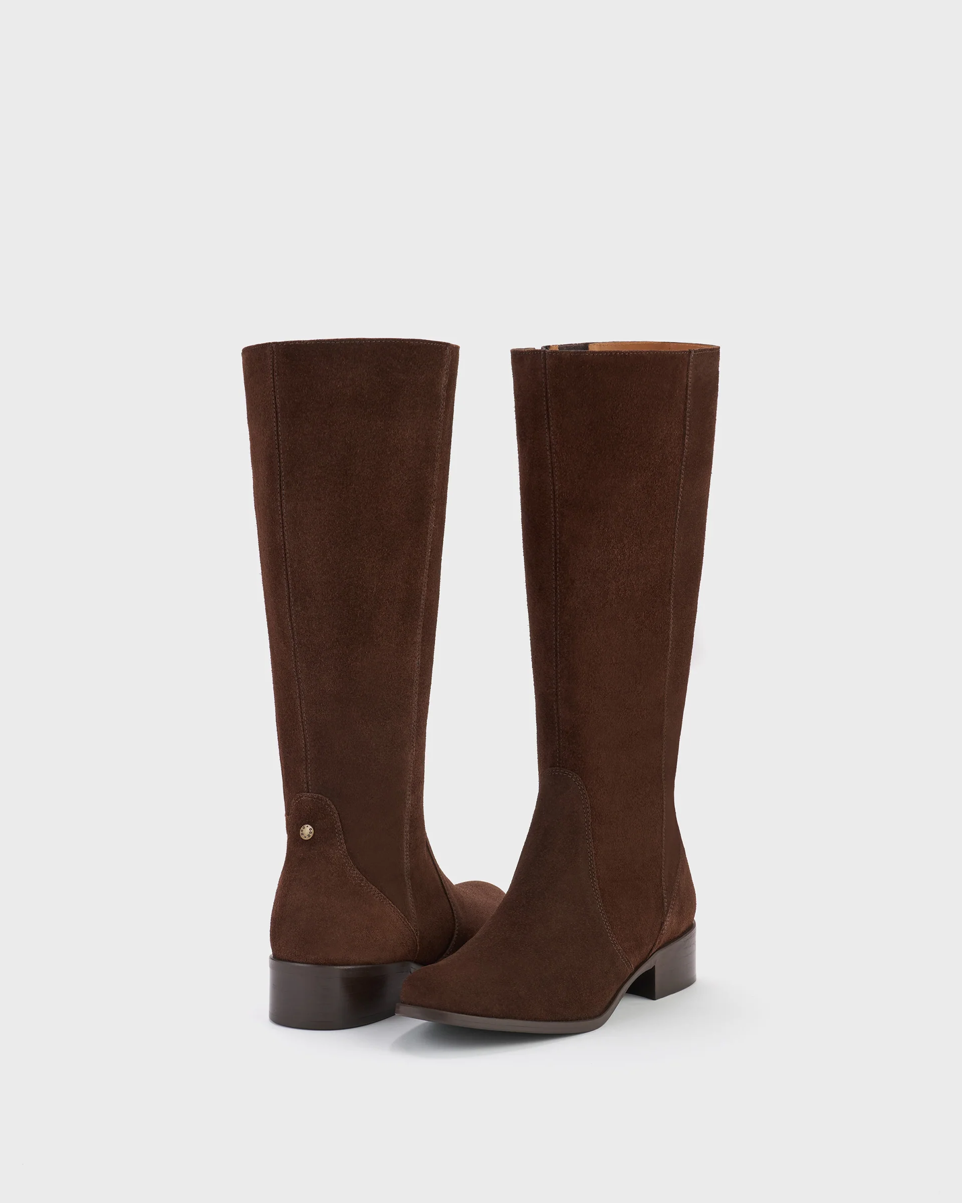 Haltham Standard Knee High Boots in Dark Brown Suede - Image 3