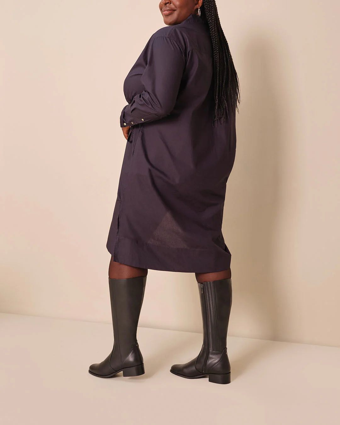 Haltham Tall Knee High Boots in Black Leather - Image 4