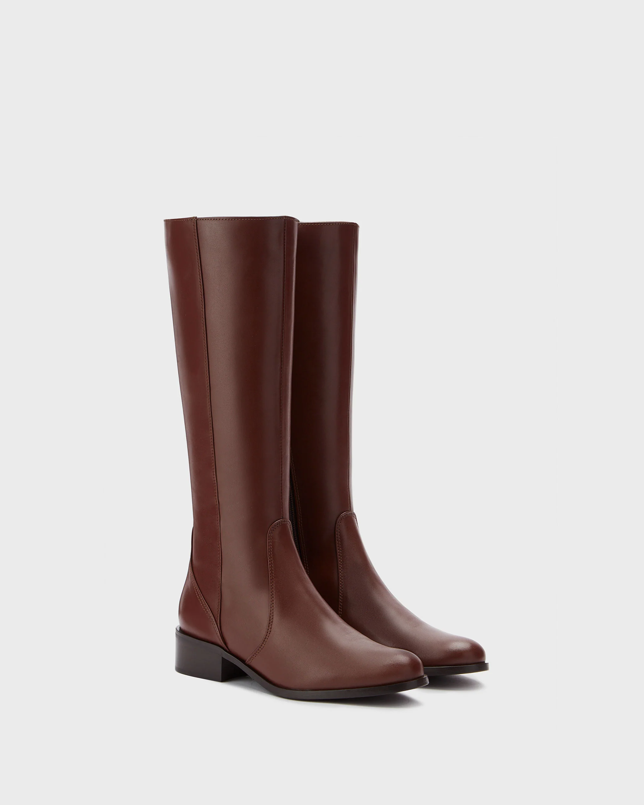Haltham Tall Knee High Boots in Brown Leather - Image 2