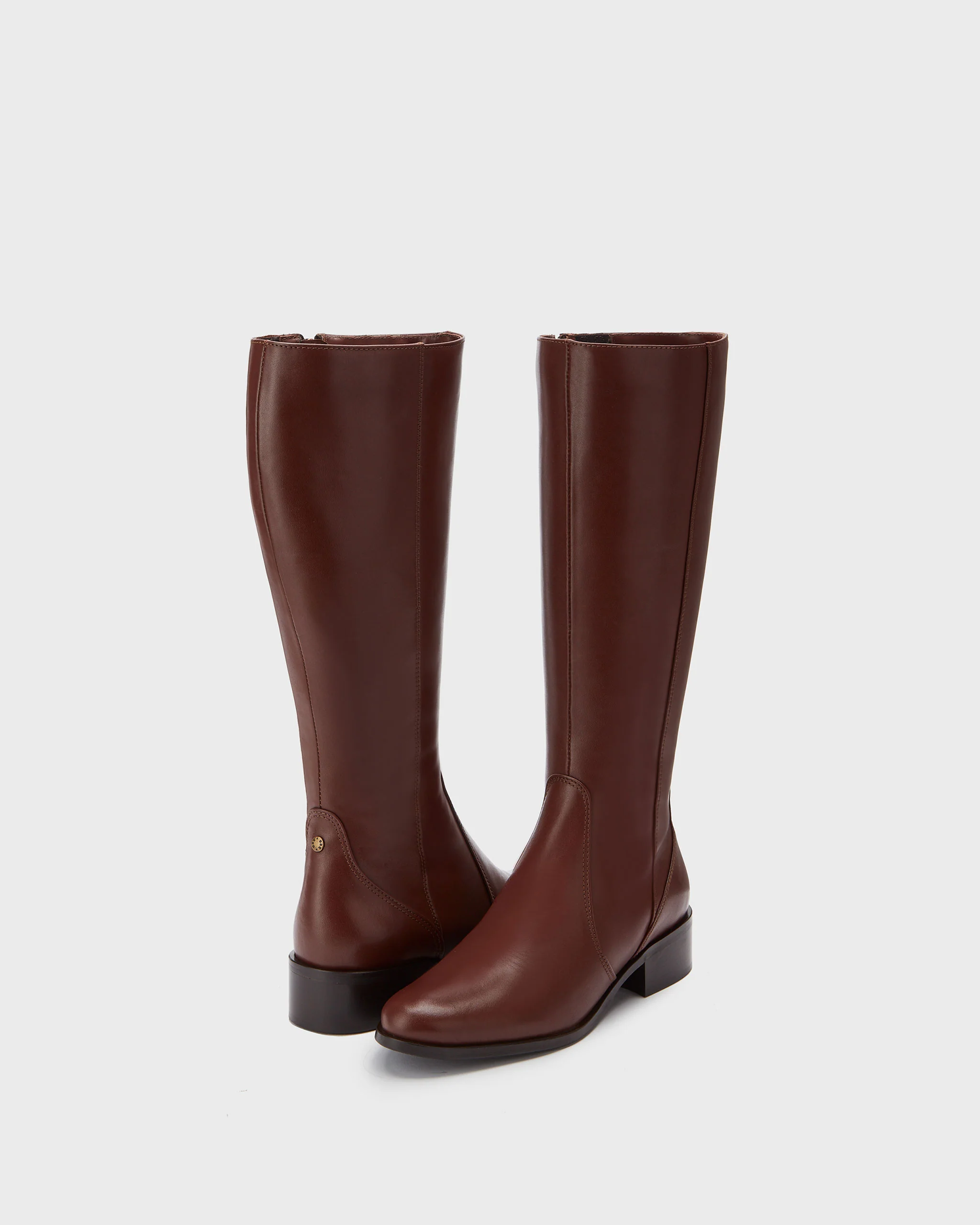 Haltham Tall Knee High Boots in Brown Leather - Image 3