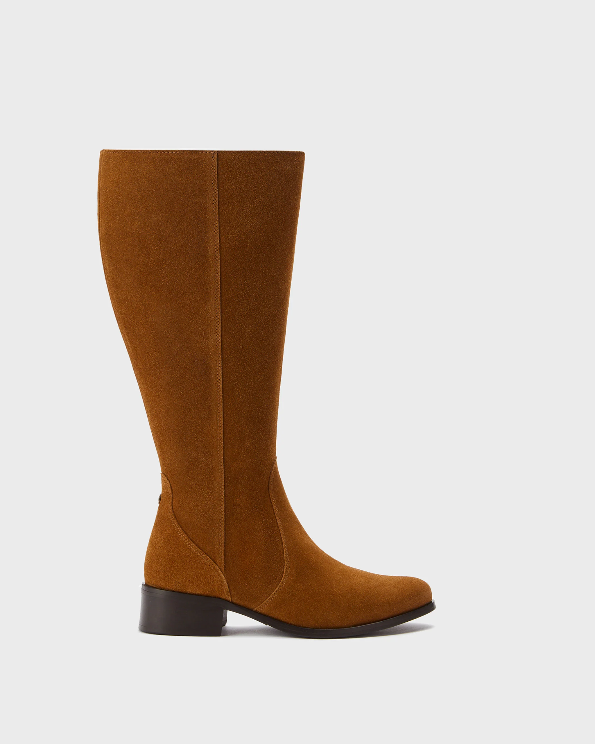 Haltham Tall Knee High Boots in Tan Suede - Image 5