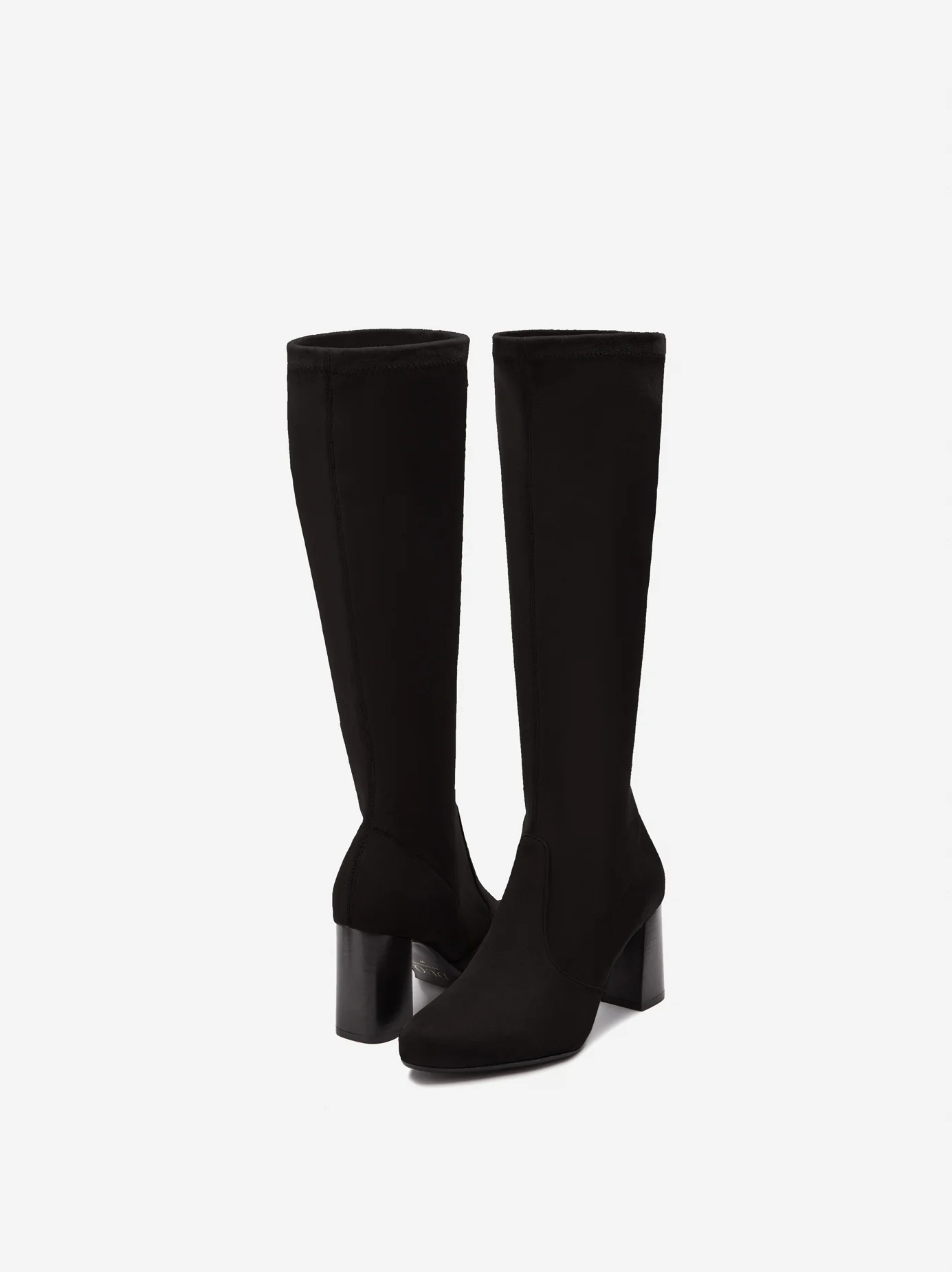 Harper Knee High Boots in Black Suedette - Image 3