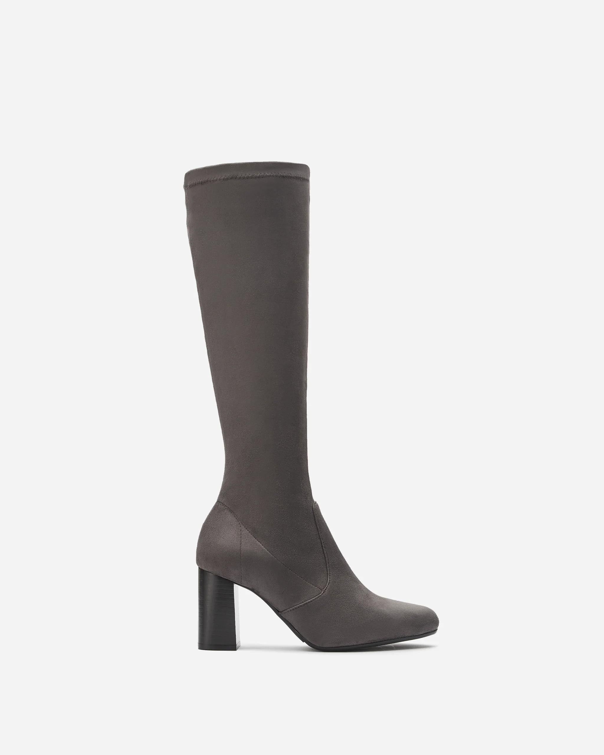 Harper Knee High Boots in Grey Suedette
