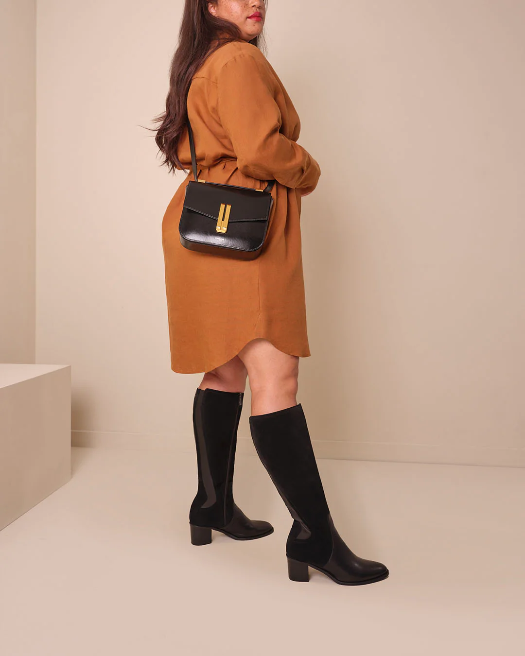 Hestia Knee High Boots in Black Suede - Image 4
