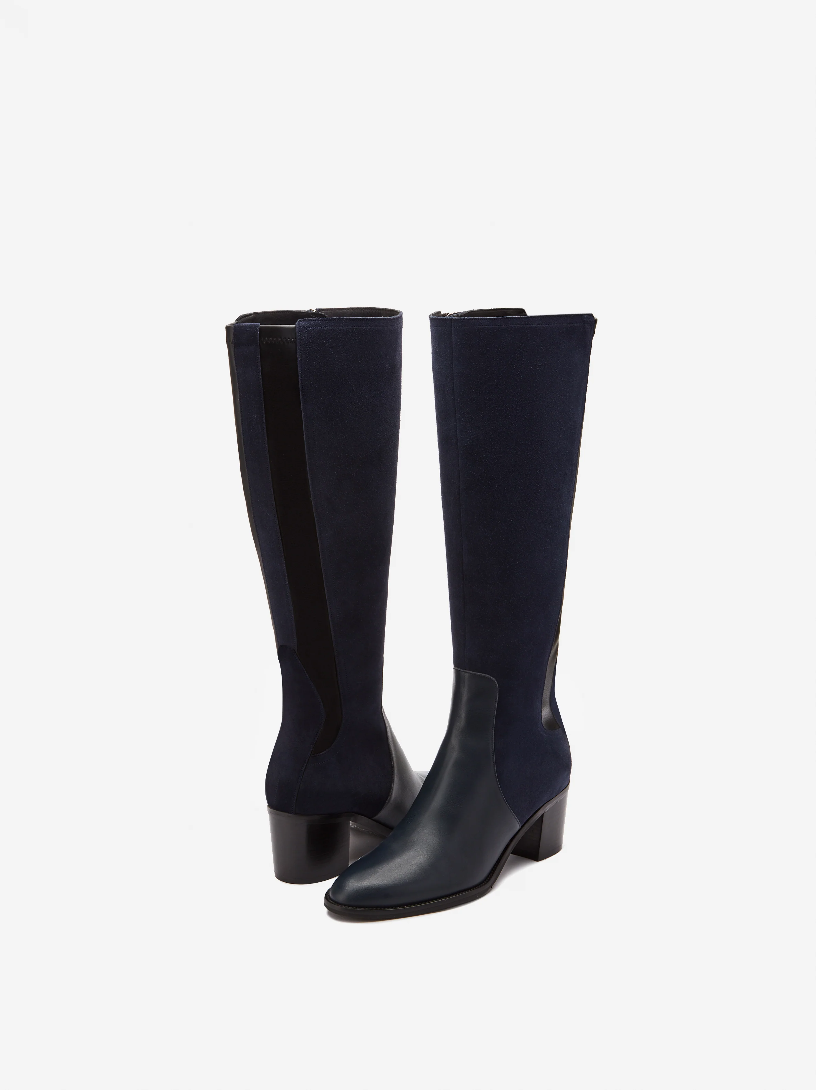 Hestia Knee High Boots in Navy Suede - Image 3