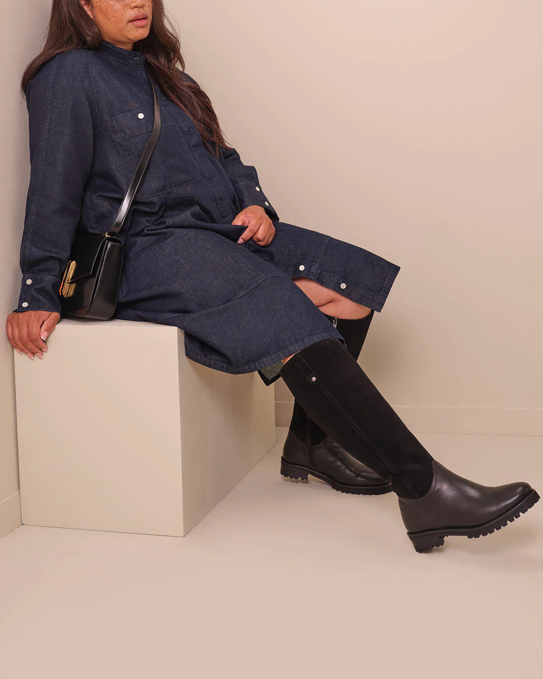 Jeane Knee High Boots in Black Suede - Image 4