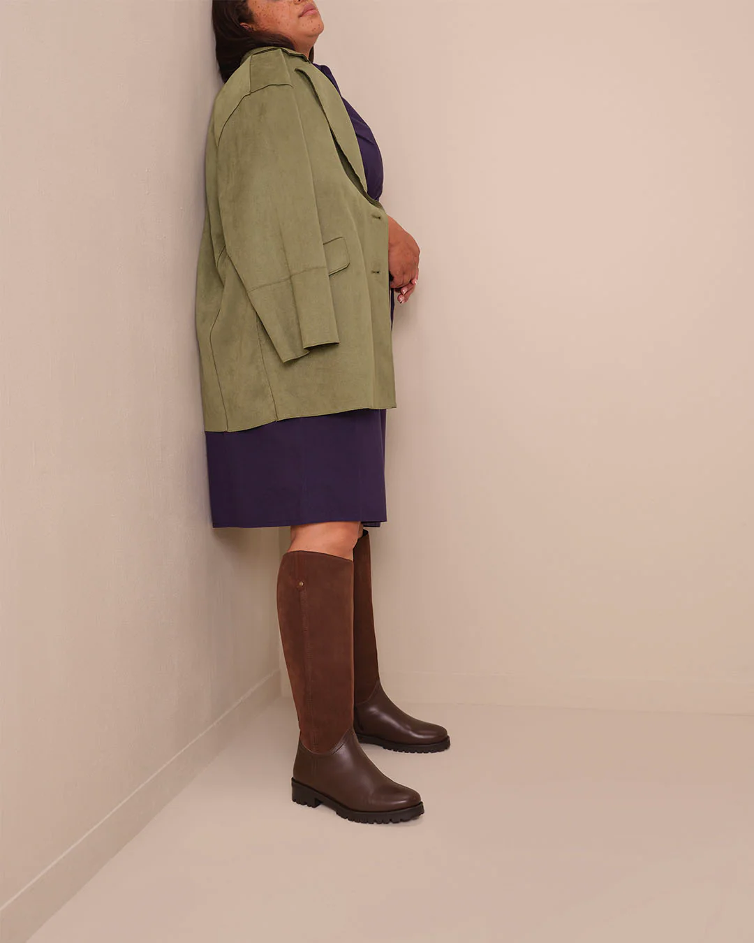 Jeane Knee High Boots in Dark Brown Suede - Image 4